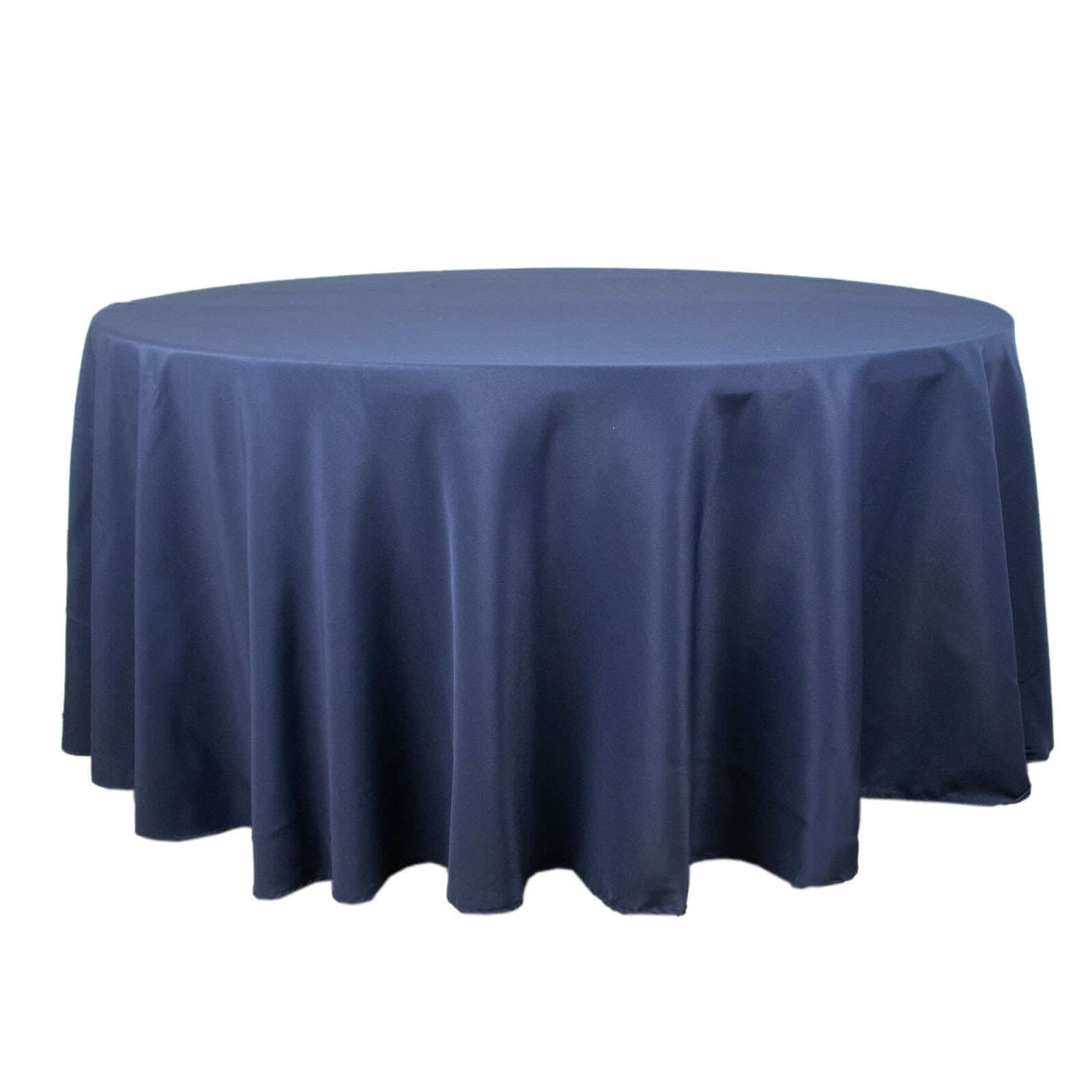 Premium Navy Blue 120-Inch Round Polyester Tablecloth - Seamless, Wrinkle-Resistant & Stainproof