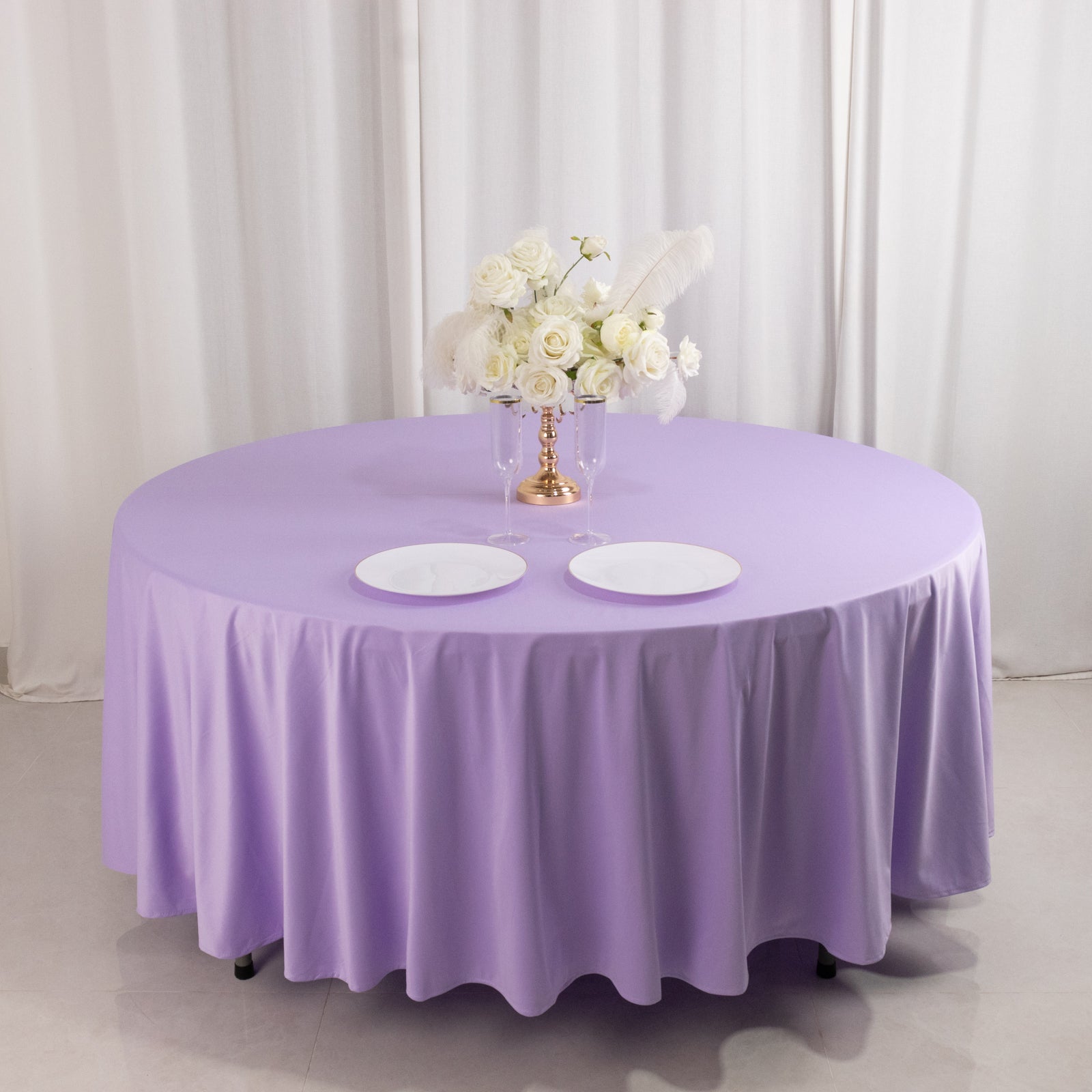 Lavender Lilac Premium 108' Round Scuba Tablecloth - Stain & Wrinkle Resistant
