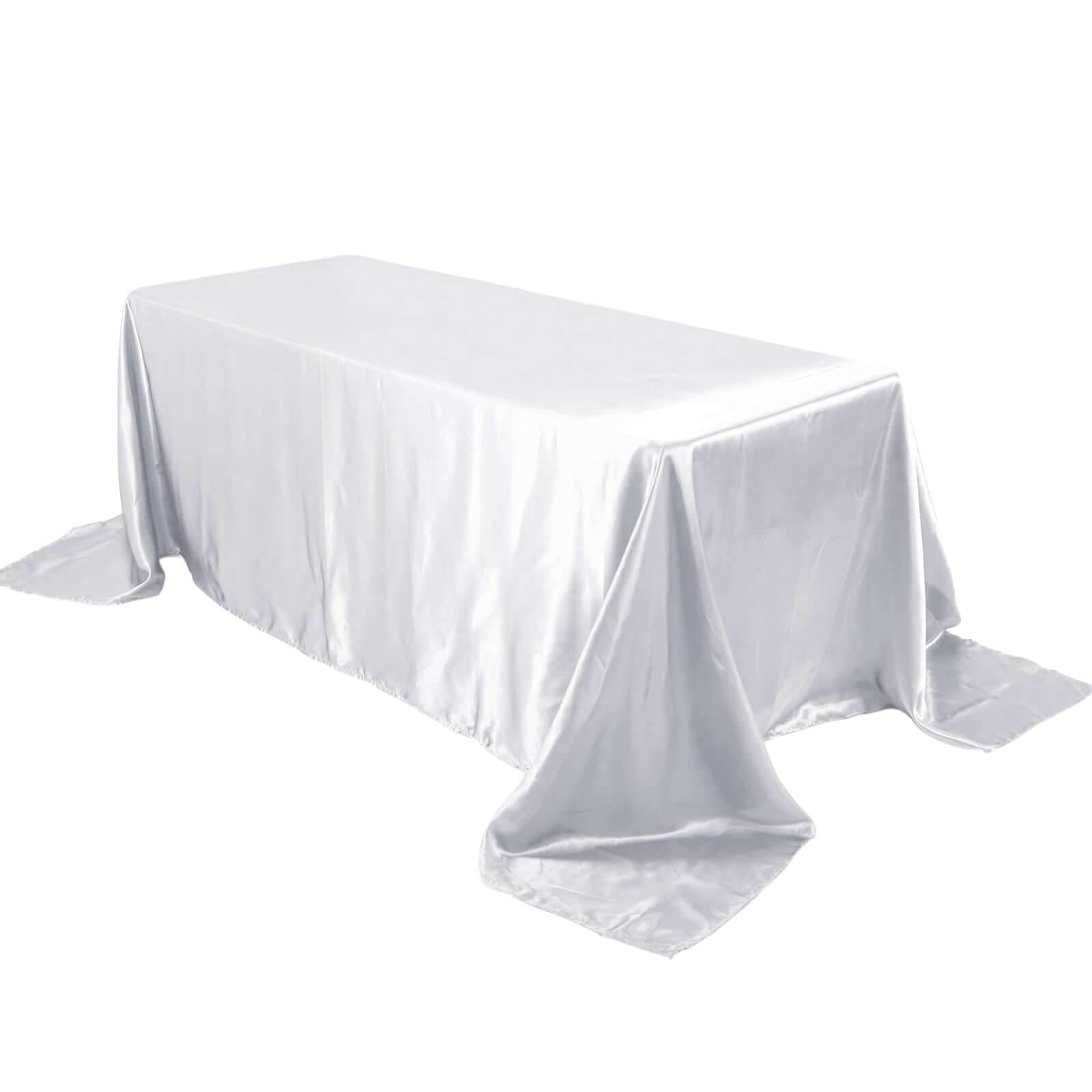Satin Rectangular 90x132 Tablecloth White - Seamless Stylish Table Cover for Weddings and Parties