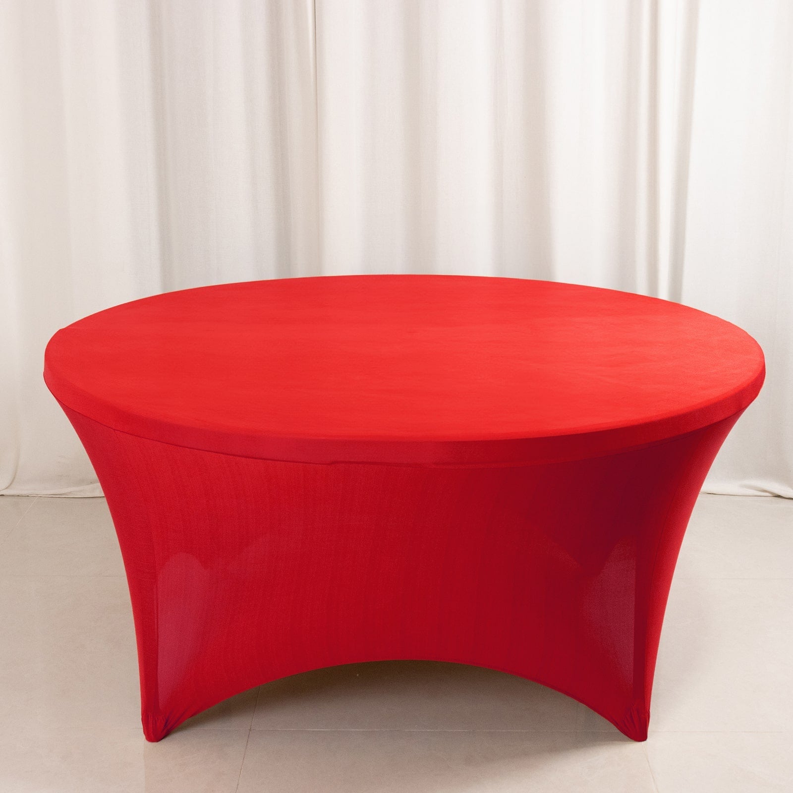 Red 5ft Stretch Spandex Round Tablecloth - Durable & Form-Fitting
