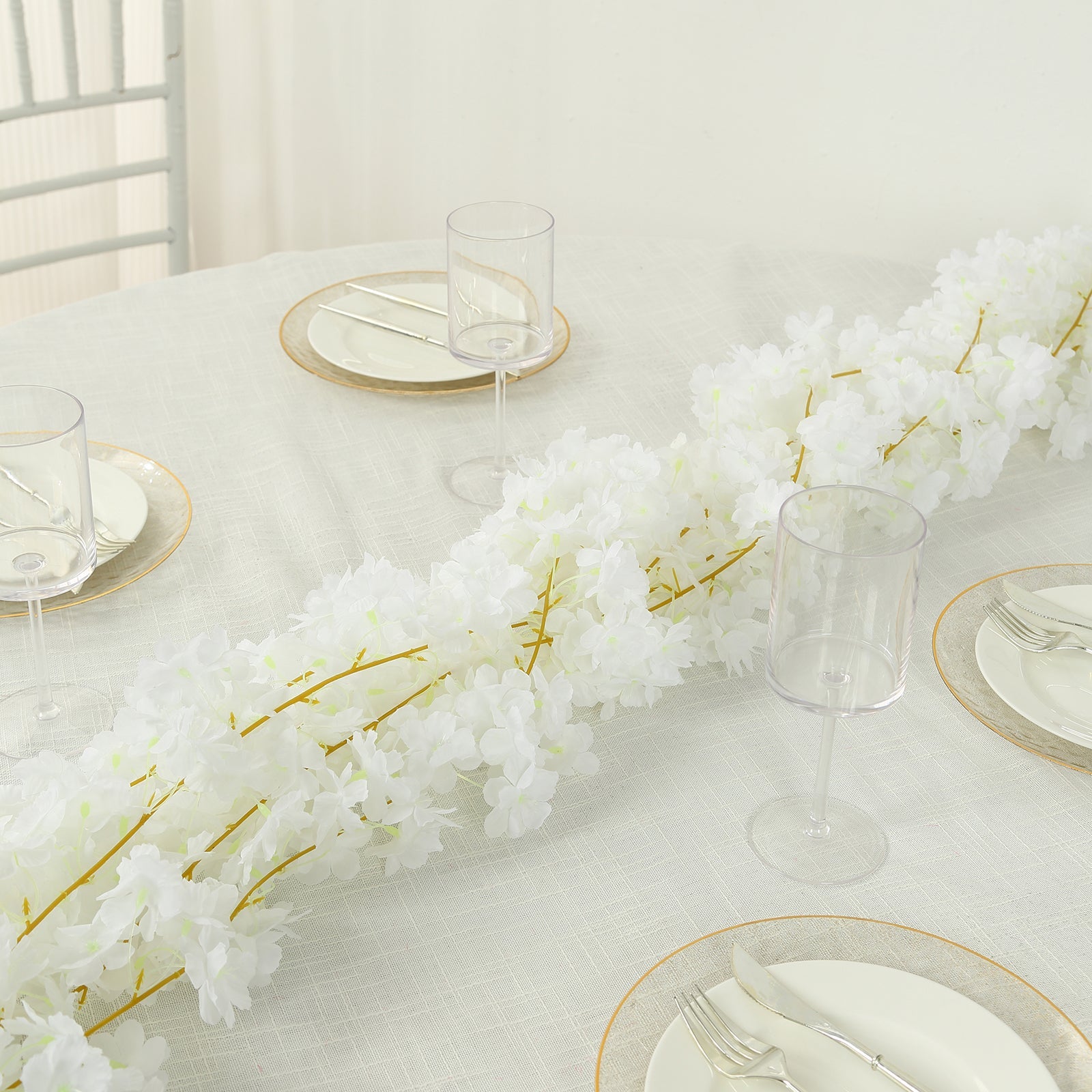 Hot Deal! 5-Piece Set of 6ft White Artificial Cherry Blossom Silk Floral Hanging Vines