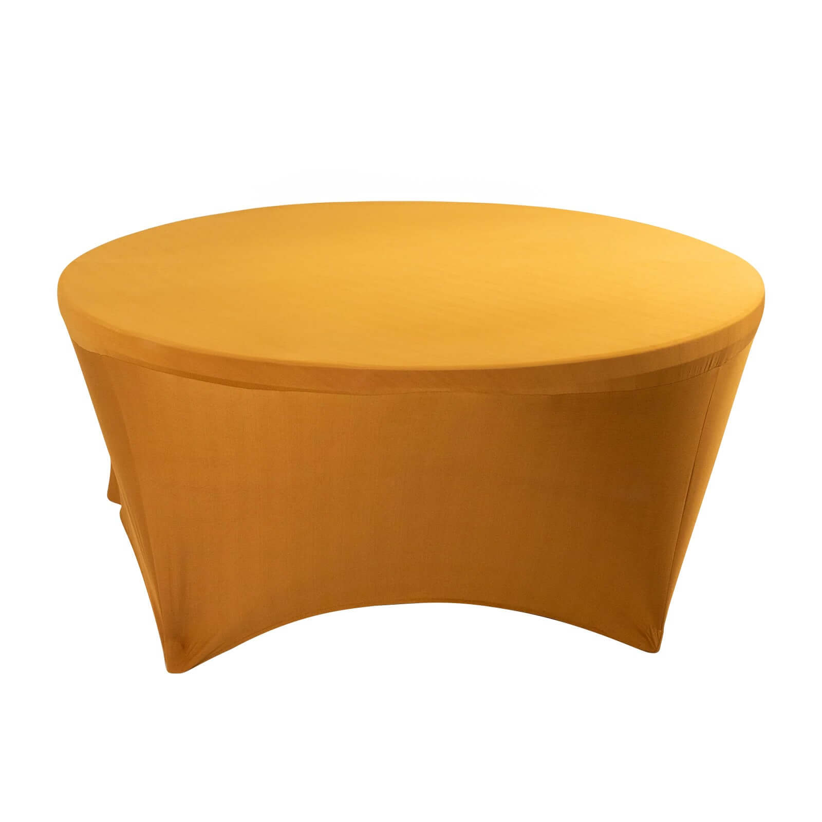 Durable Gold Stretch Spandex 6ft Round Tablecloth - Ideal for Events & Presentations