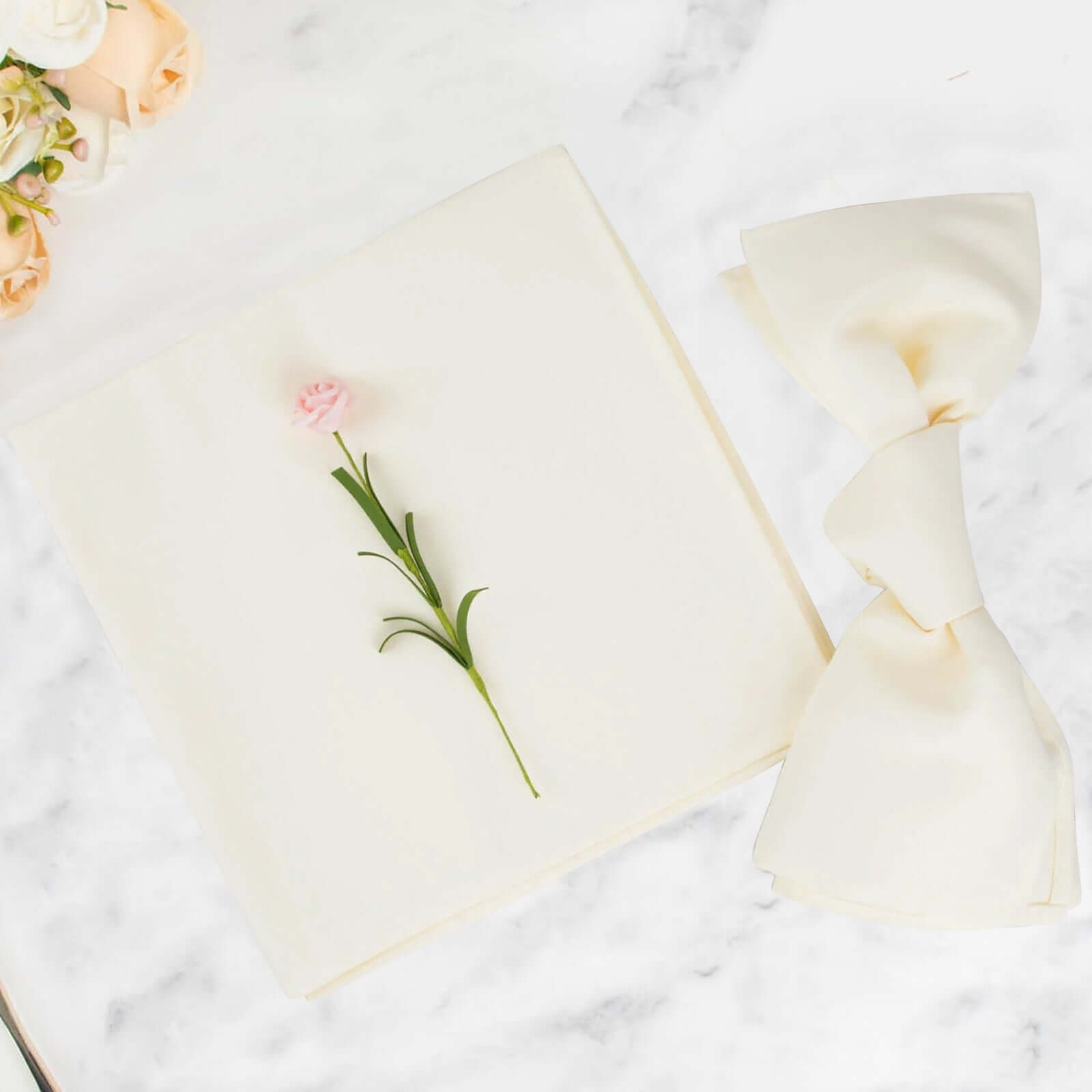 5-Pack Ivory 20x20 Premium Polyester Dinner Napkins - Wrinkle-Resistant & Durable