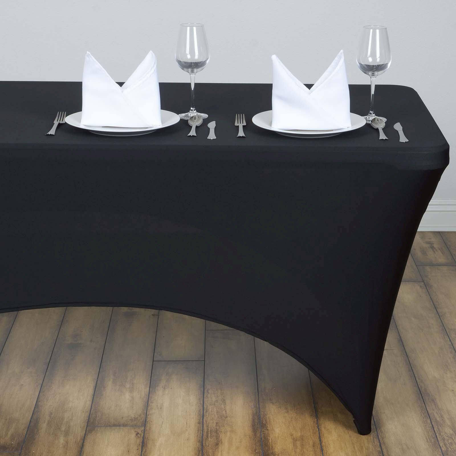 Black Durable Stretch Spandex Rectangle Tablecloth (48x30) - Ideal for Events