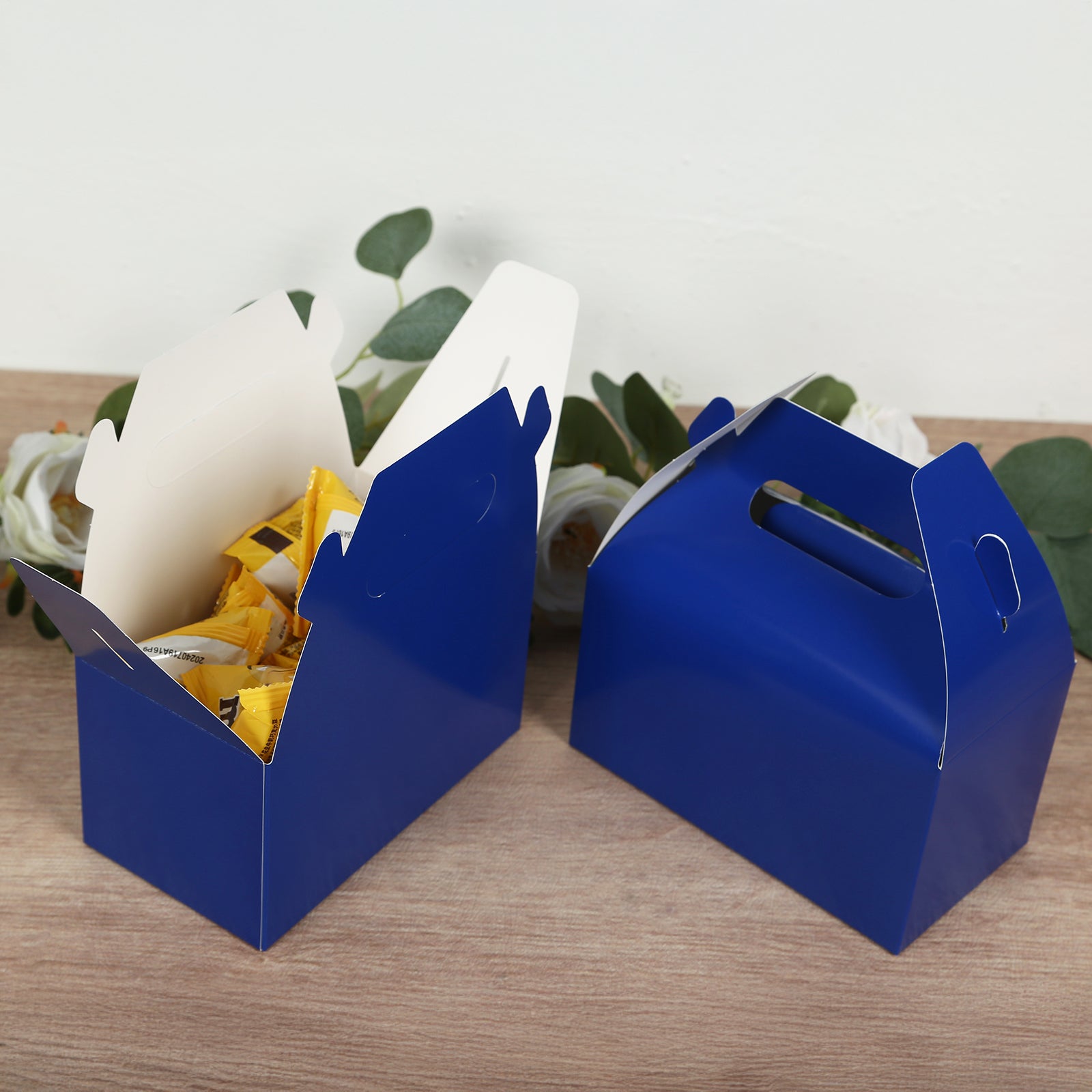 25-Pack Royal Blue Party Favor Tote Gable Candy Gift Boxes