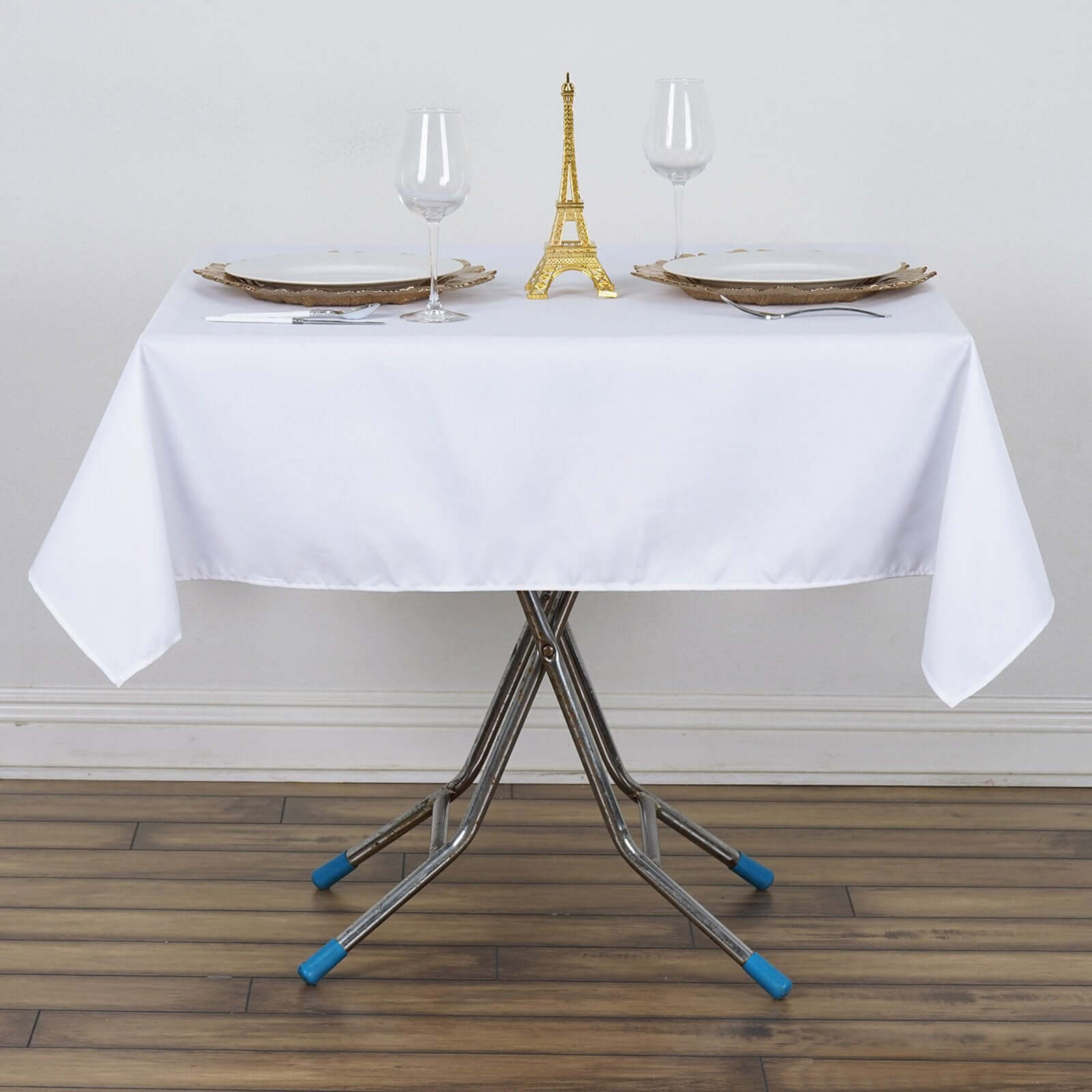 220GSM White Premium Polyester 54x54 Square Stain & Wrinkle-Resistant Tablecloth for Weddings