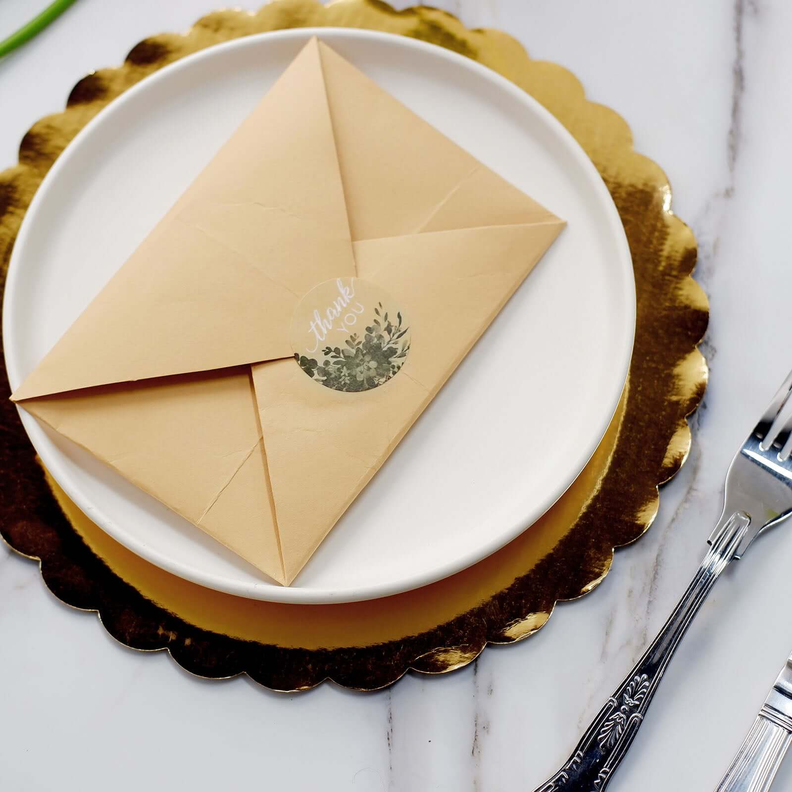 500Pcs 1.5" Round DIY Envelope Decor Stickers with 'Thank You' White Text and Natural Greenery