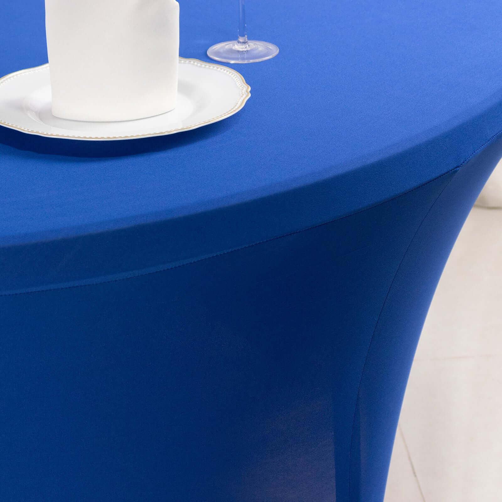 Royal Blue Stretch Spandex 5ft Round Tablecloth - Durable and Form - Fitting for Weddings and Parties