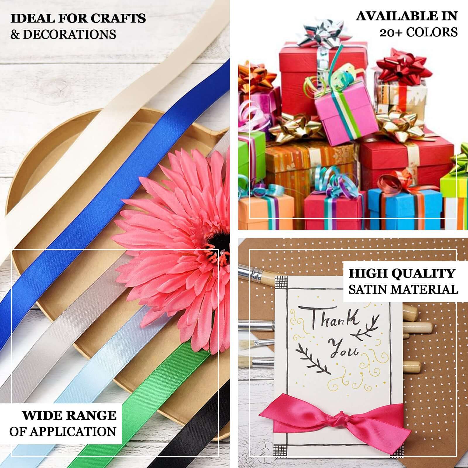 Exclusive Gold Single Face Decorative Satin Ribbon - 7/8