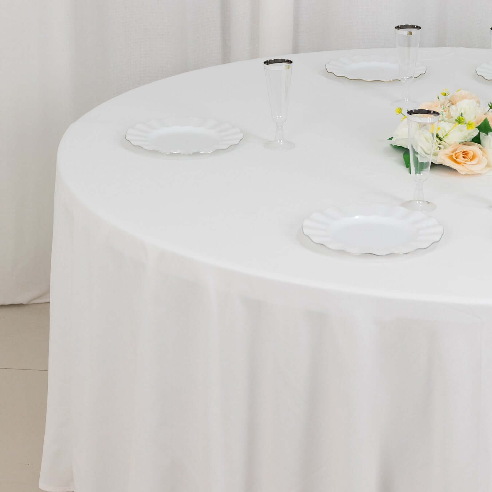 Premium 100% Cotton 108-Inch Round White Tablecloth - Soft, Breathable & Elegant for Events