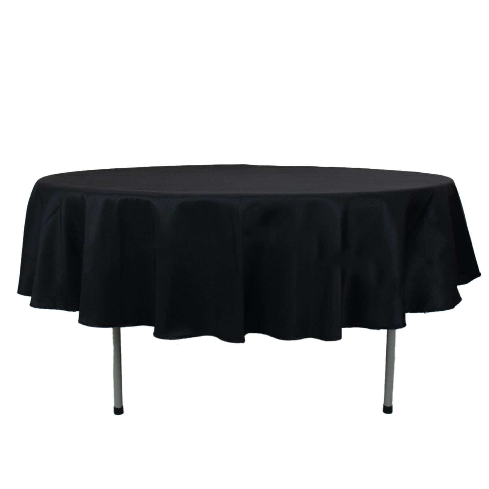 Premium 220GSM Black 90-Inch Round Polyester Tablecloth - Stain & Wrinkle-Resistant for Weddings & Events
