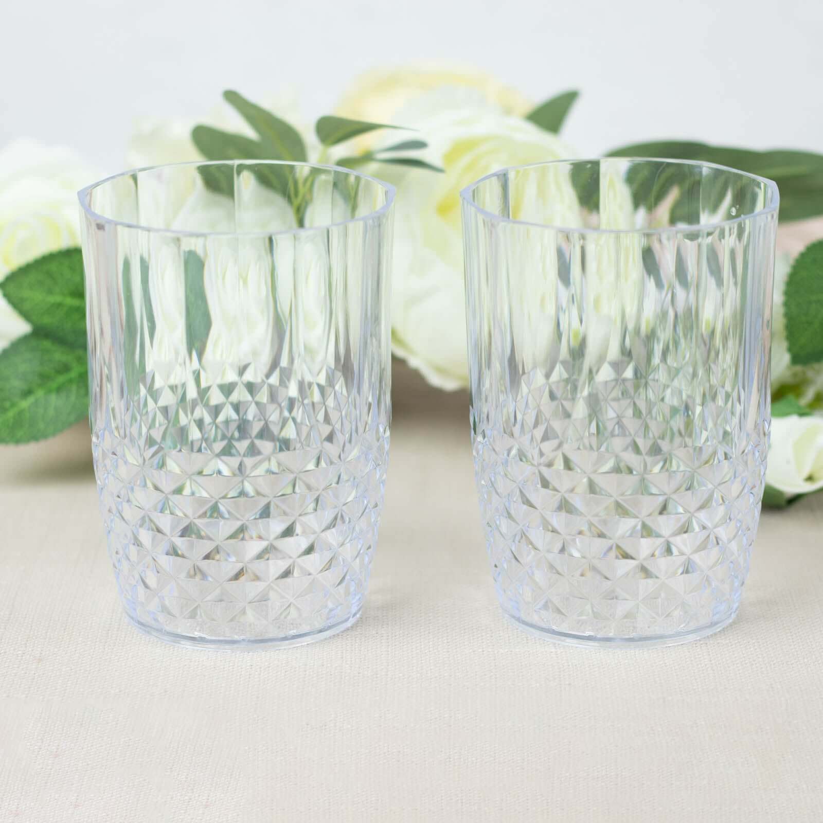 6-Pack 16oz Reusable Clear Plastic Tumblers with Crystal Cut Style - Ideal for All Occasions