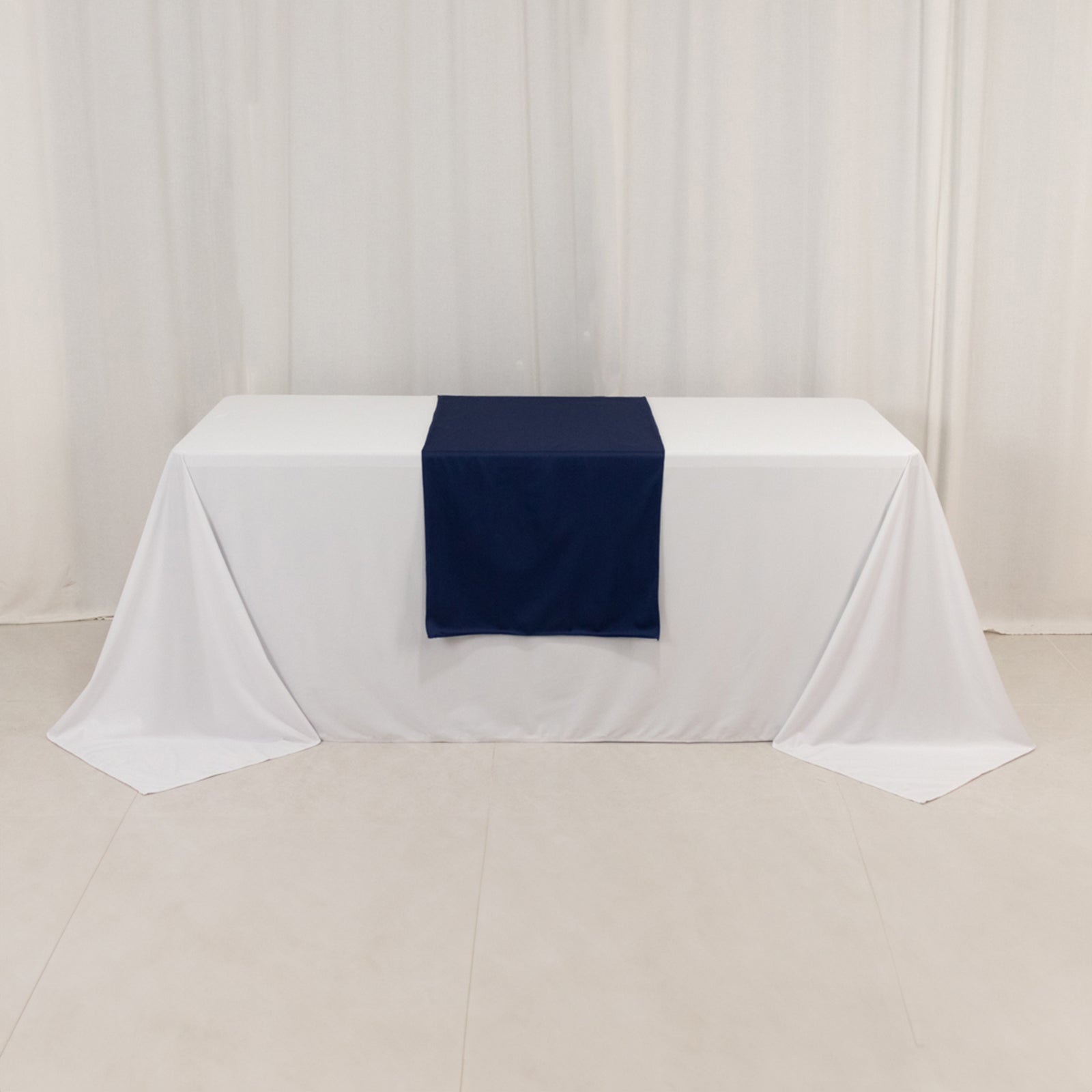 Navy Blue Wrinkle-Free Premium Scuba Polyester Table Runner 24x72 Wide