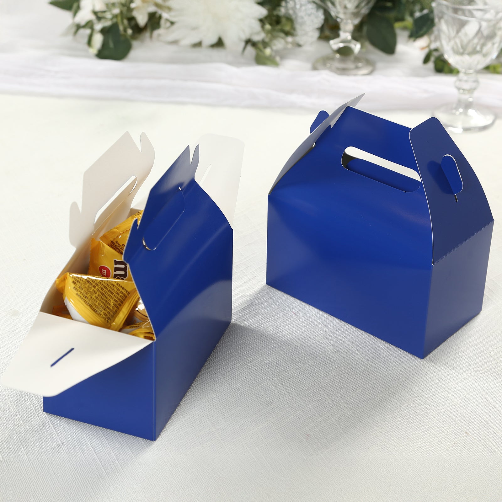 25-Pack Royal Blue Party Favor Tote Gable Candy Gift Boxes