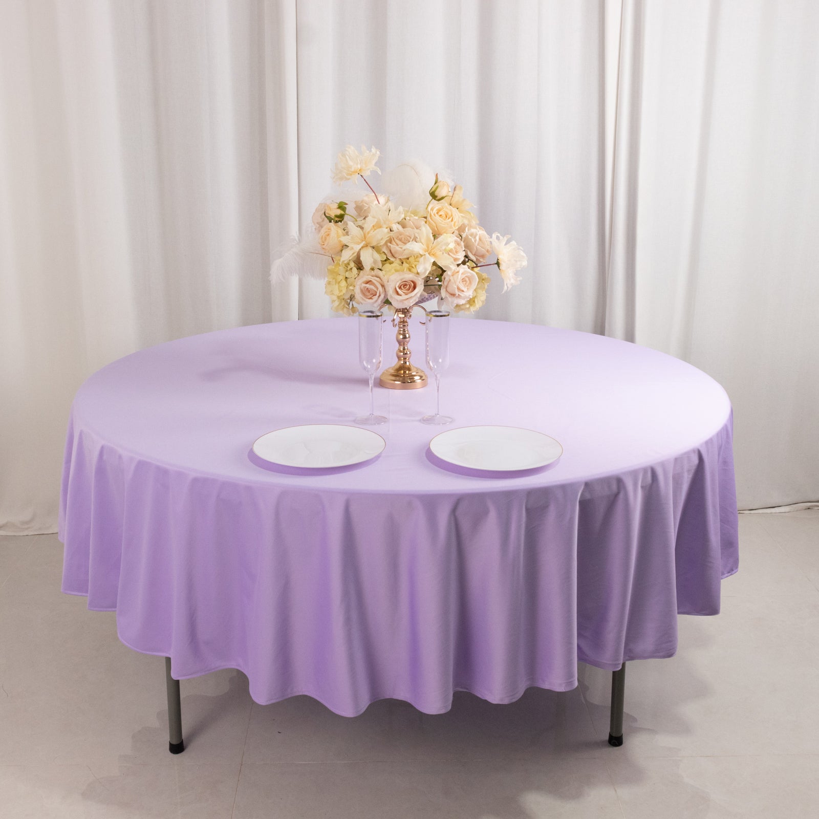 Hot Sale! Premium Wrinkle-Free & Stain-Resistant Lavender Scuba 90-Inch Round Tablecloth