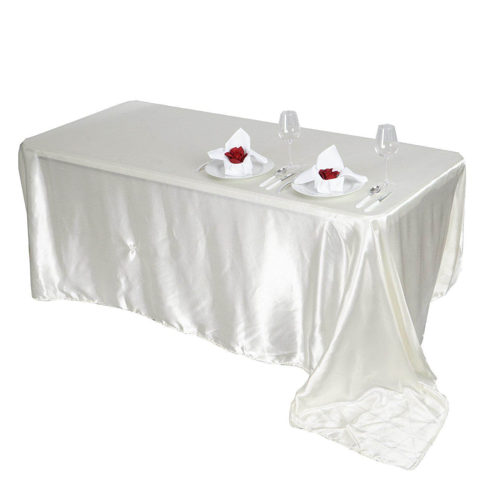 Ivory Seamless Satin Rectangular 90x156 Tablecloth for Various Events