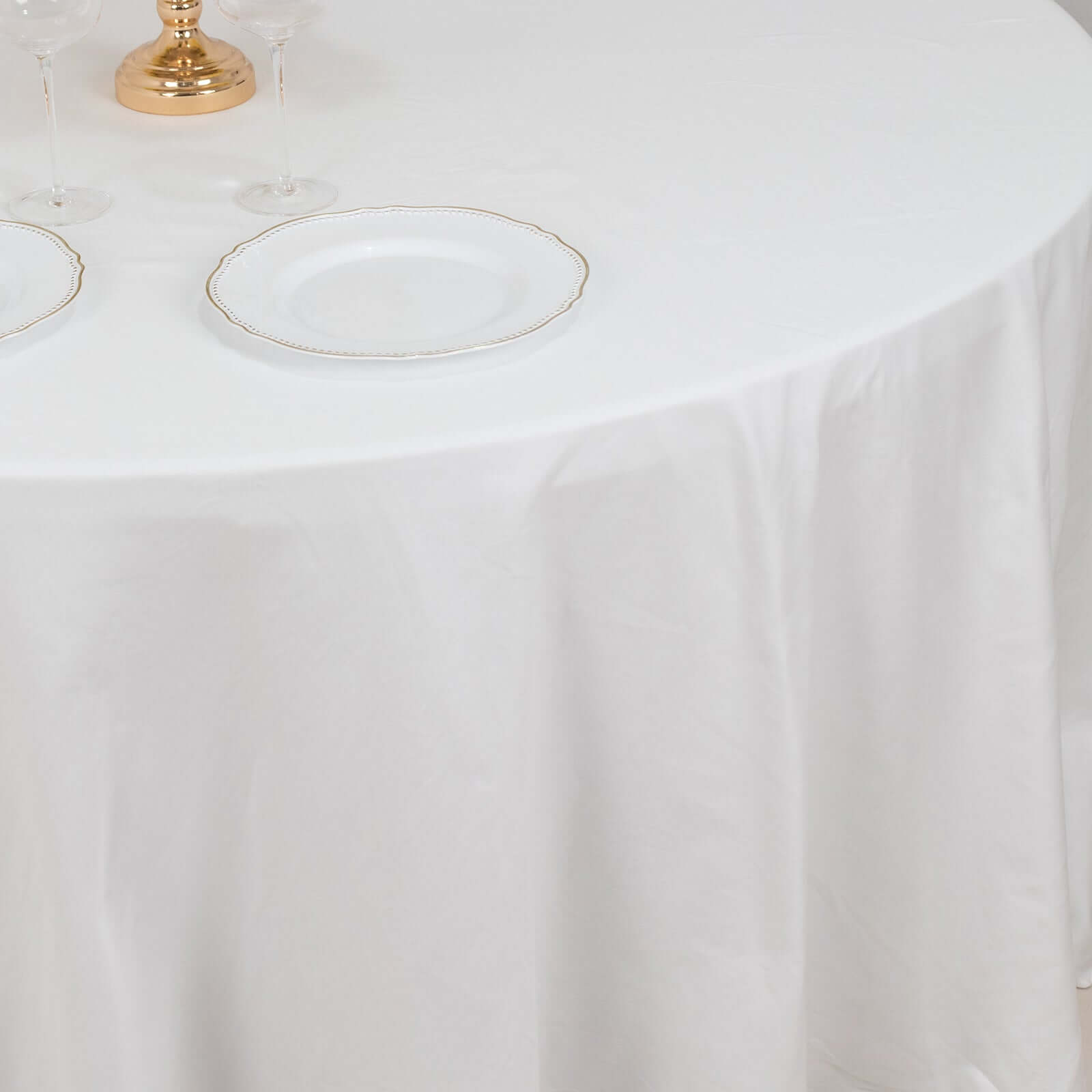 Soft & Breathable 100% Cotton White Round Tablecloth - 120' Diameter, Seamless Design