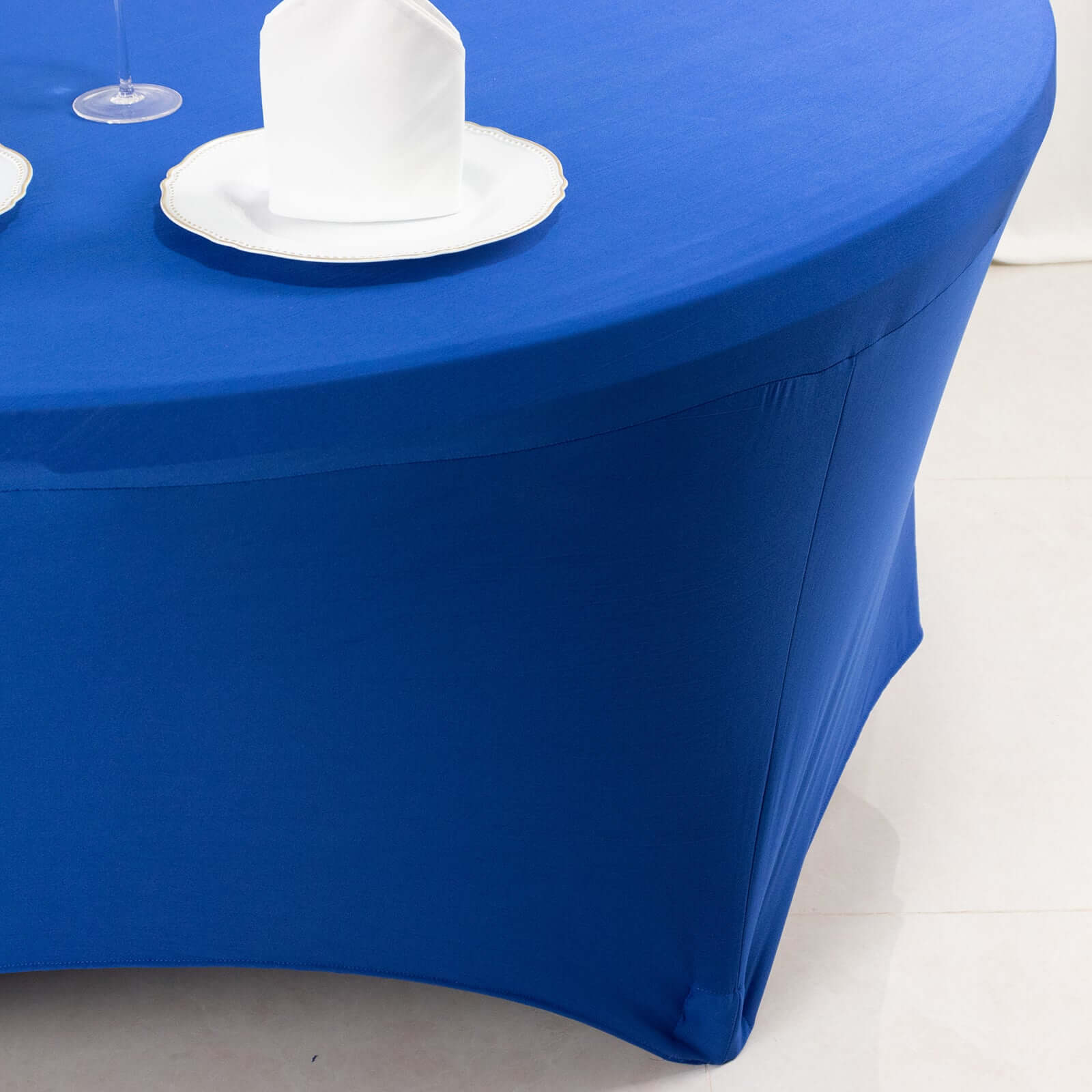 Royal Blue 6ft Stretch Spandex Round Tablecloth - Durable & Form-Fitting