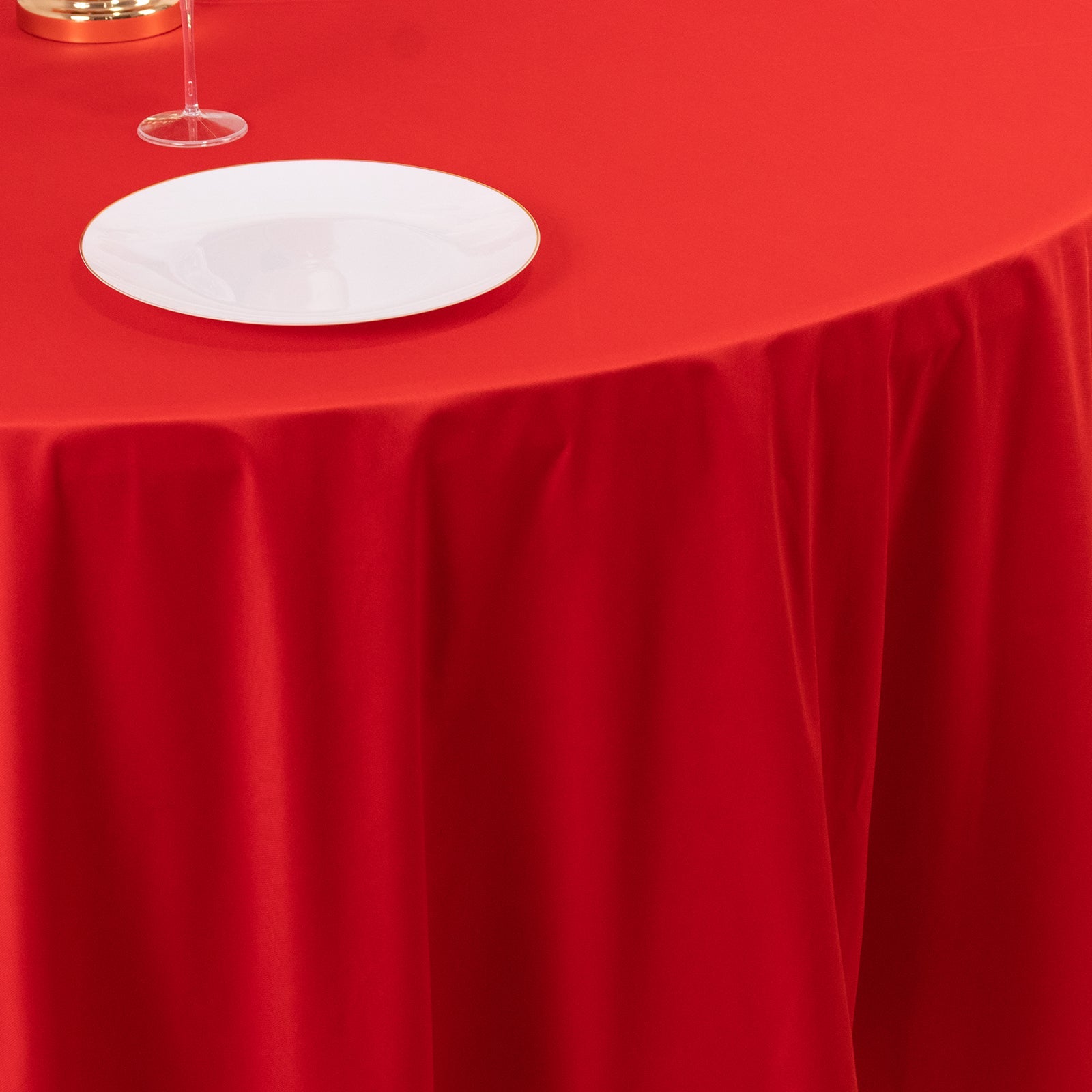 Hot Deal! Premium Red 108' Scuba Round Tablecloth - Wrinkle & Stain Free