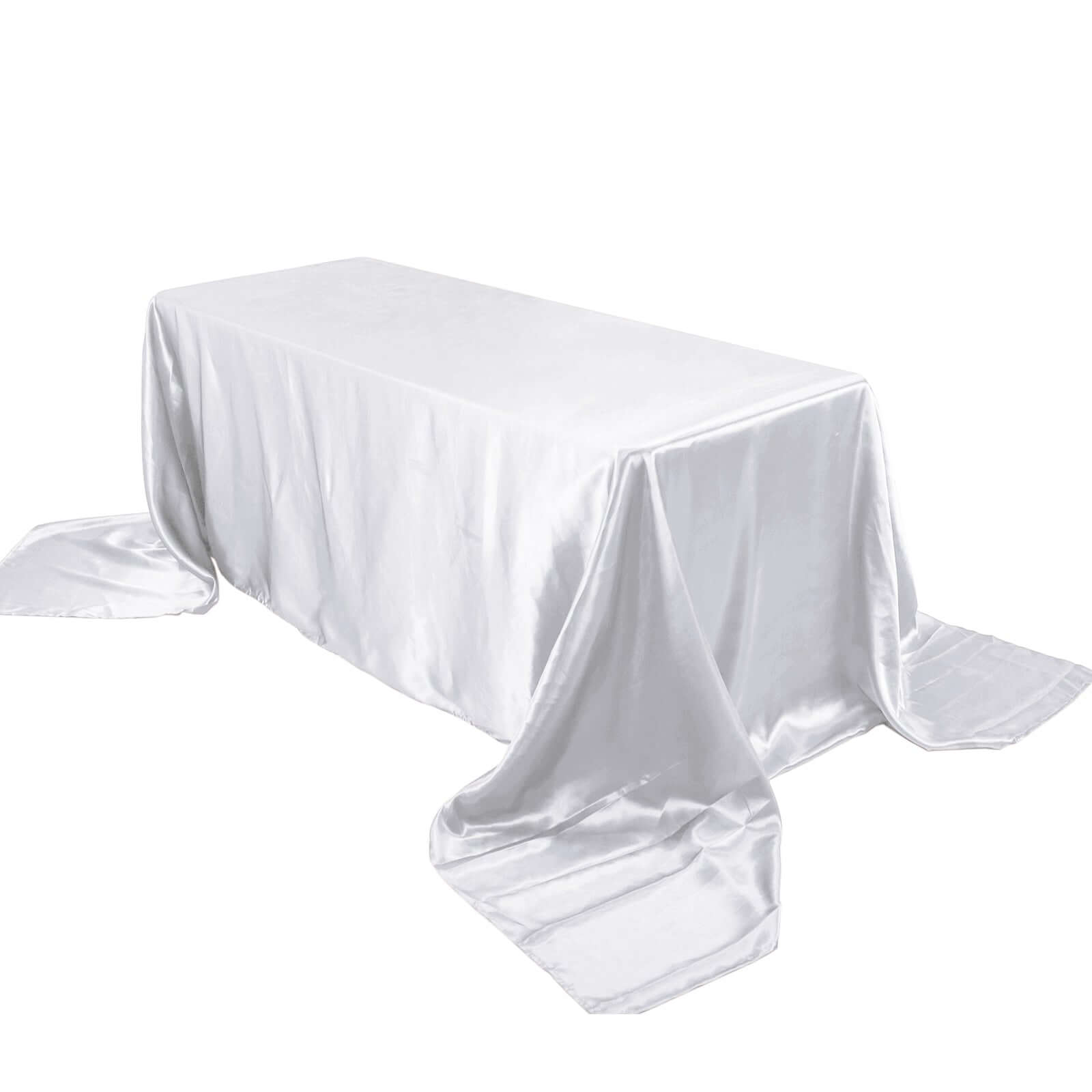 Premium White Satin Rectangular 90x156 Tablecloth - Ideal for Weddings & Events