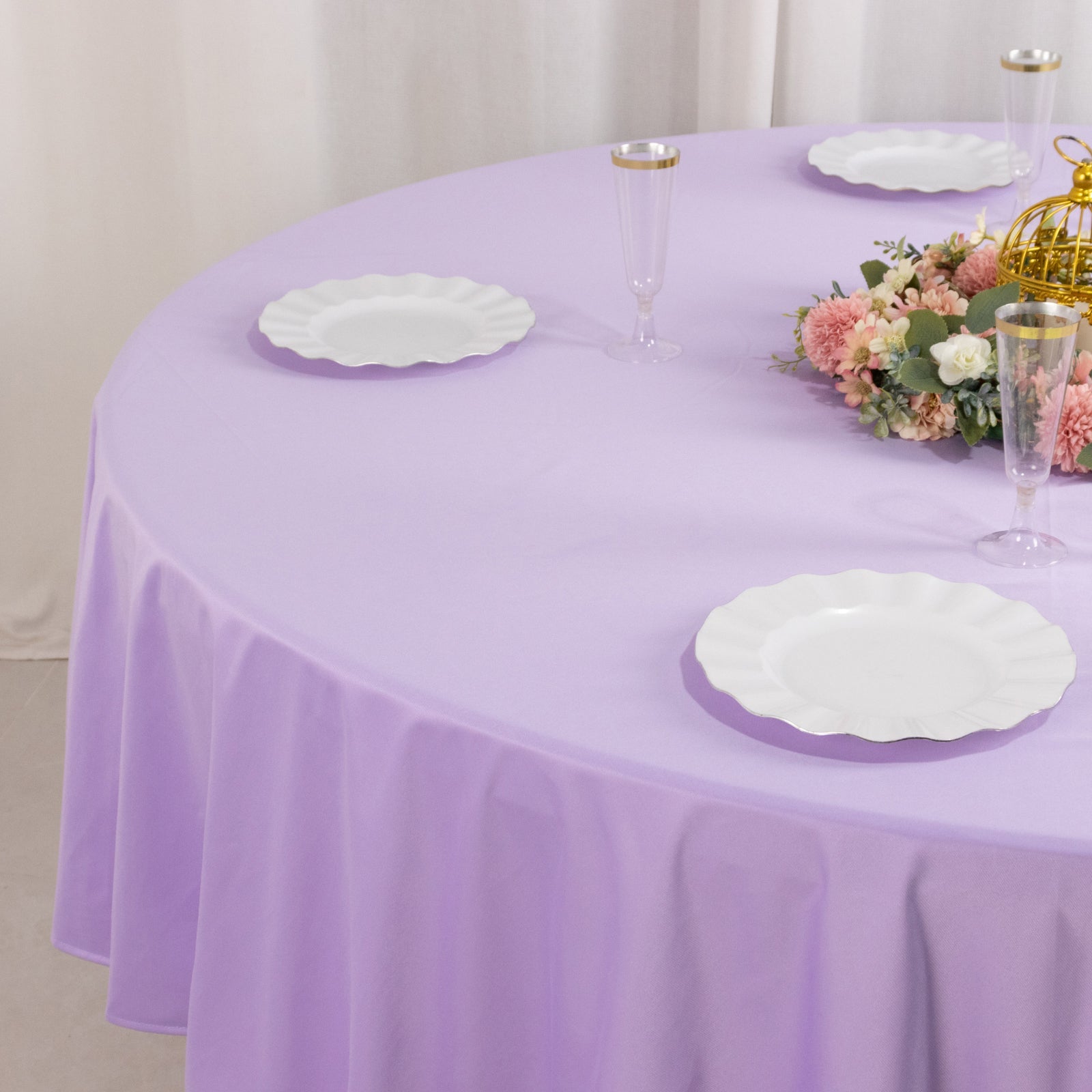Hot Sale! Premium Wrinkle-Free & Stain-Resistant Lavender Scuba 90-Inch Round Tablecloth