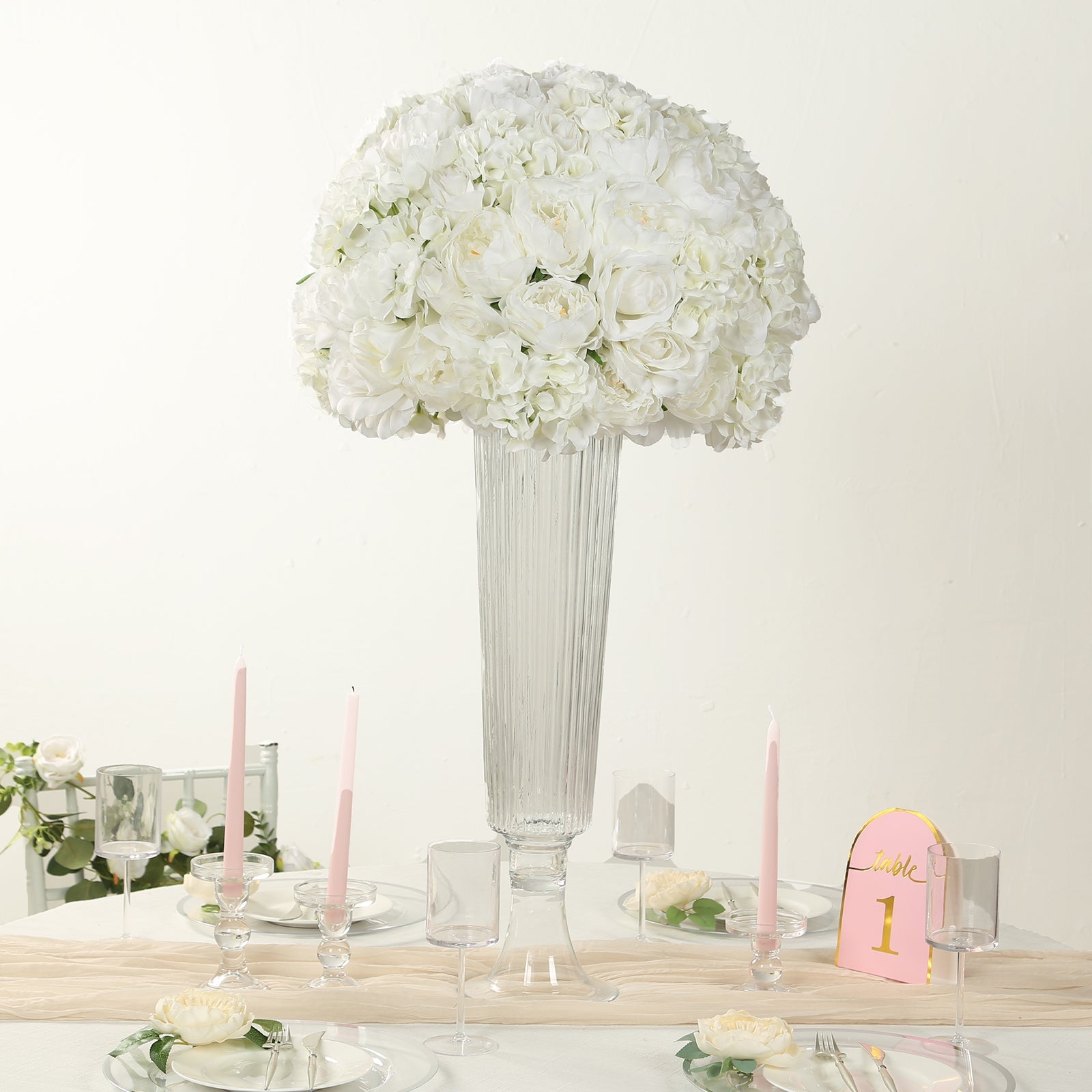 Huge Sale! Large Ivory Artificial Rose Flower Balls for Wedding Centerpieces, Pre - Arranged Silk Rose Bouquet Table Decor
