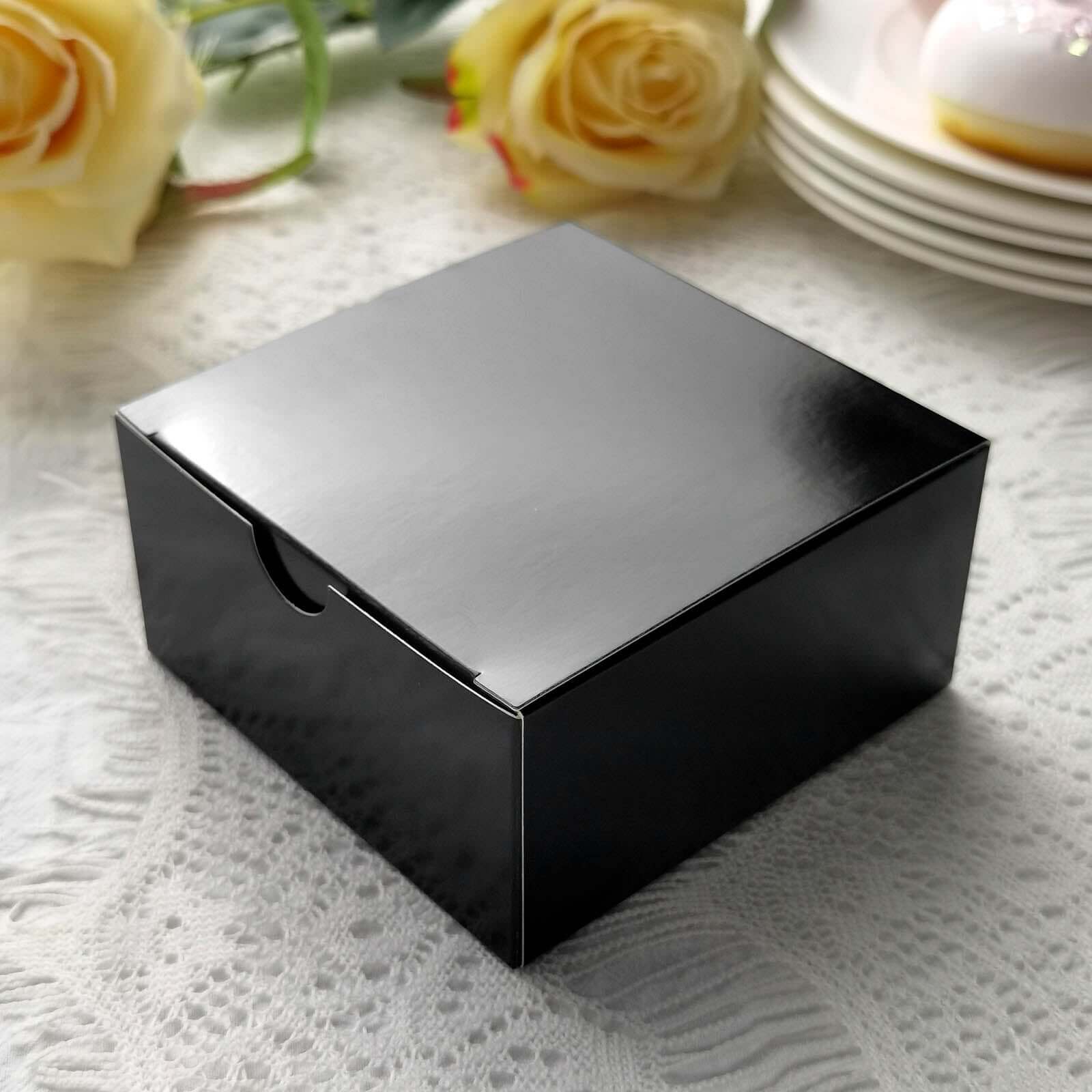 100-Pack 4x4x2 Black DIY Cardstock Cake and Cupcake Party Favor Gift Boxes
