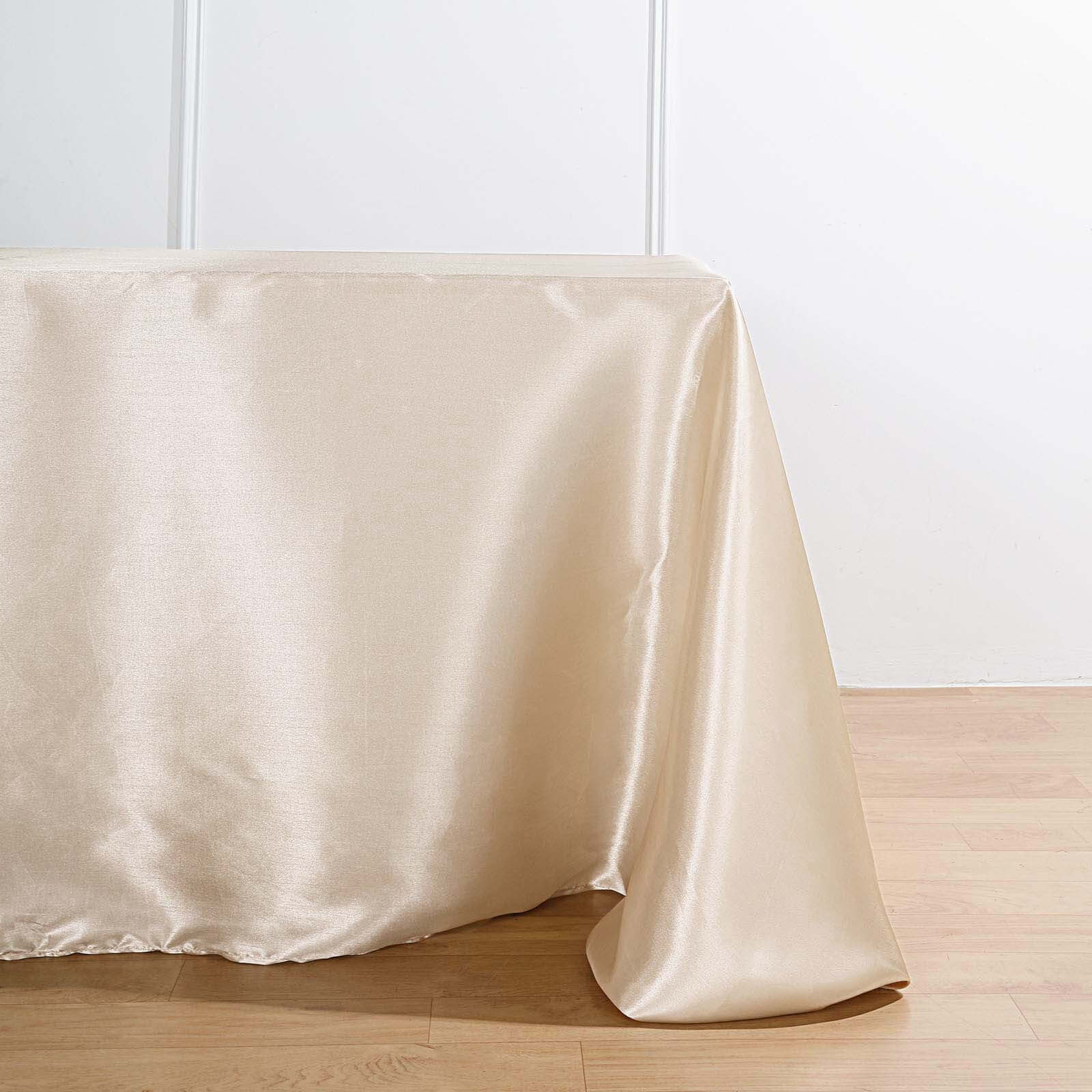 Beige Seamless Satin Tablecloth 90x132 - Ideal for Events