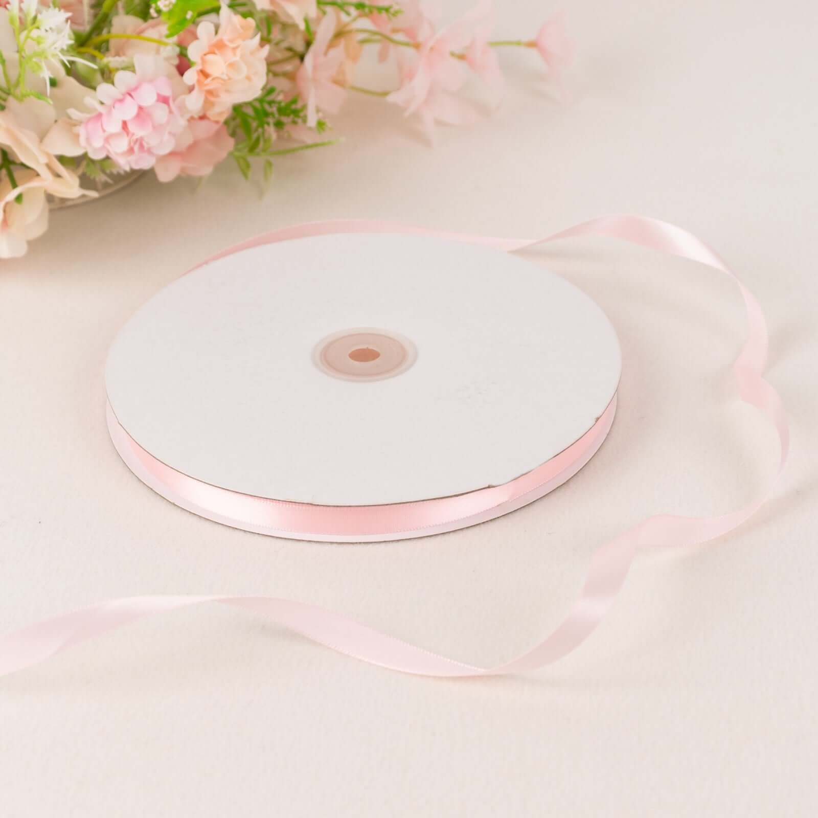 Limited Offer! 100 Yards 3/8-Inch Blush Single-Sided Decorative Satin Ribbon