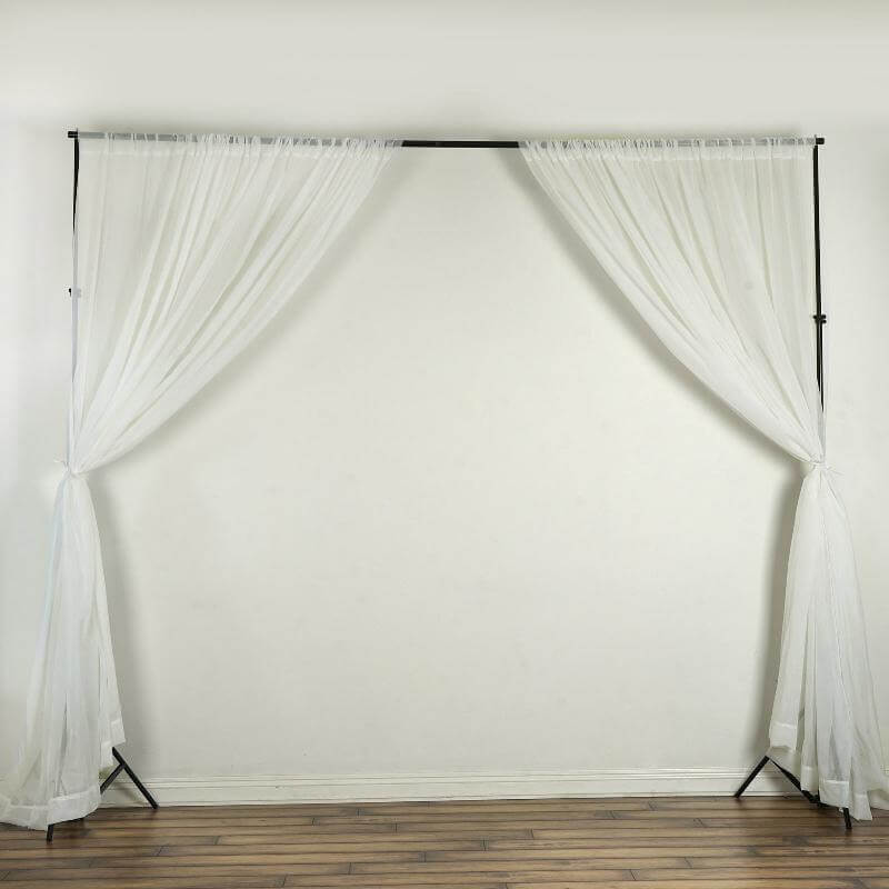 2-Pack Ivory Durable Flame-Resistant Chiffon Event Drapes, 10ftx10ft with Rod Pockets