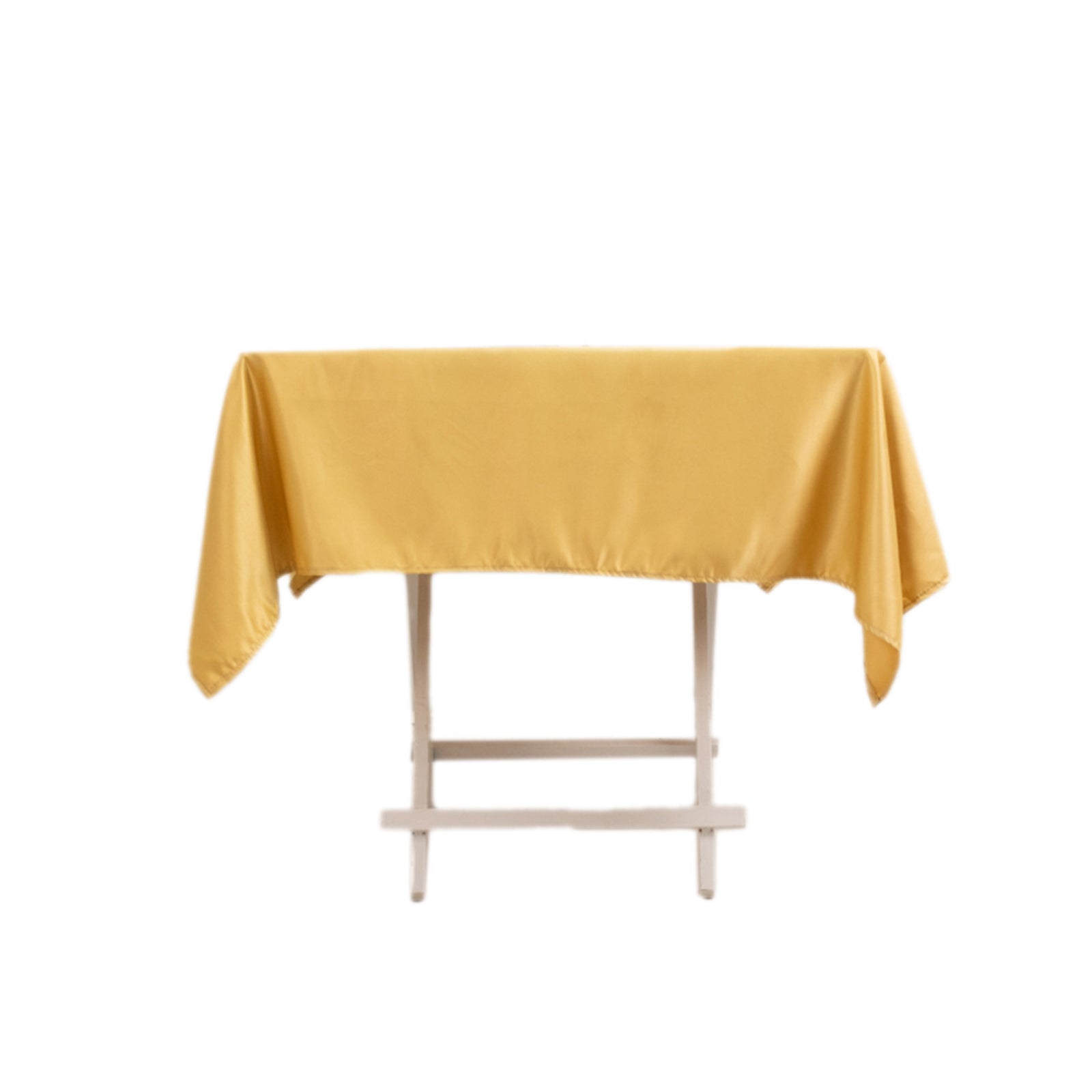 Champagne Lamour Satin 54x54 Square Tablecloth - Durable, Silk - like Cover