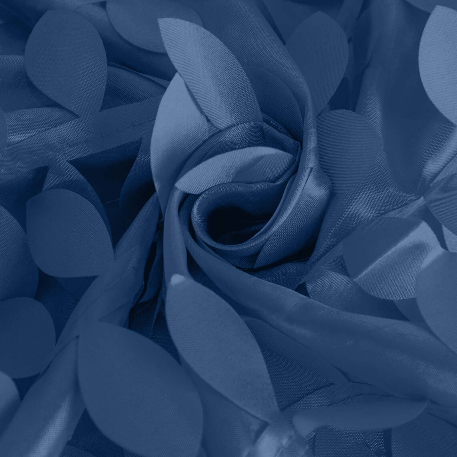 Hot Sale! Navy Blue Taffeta 132-Inch Round Tablecloth with 3D Leaf Petal Design