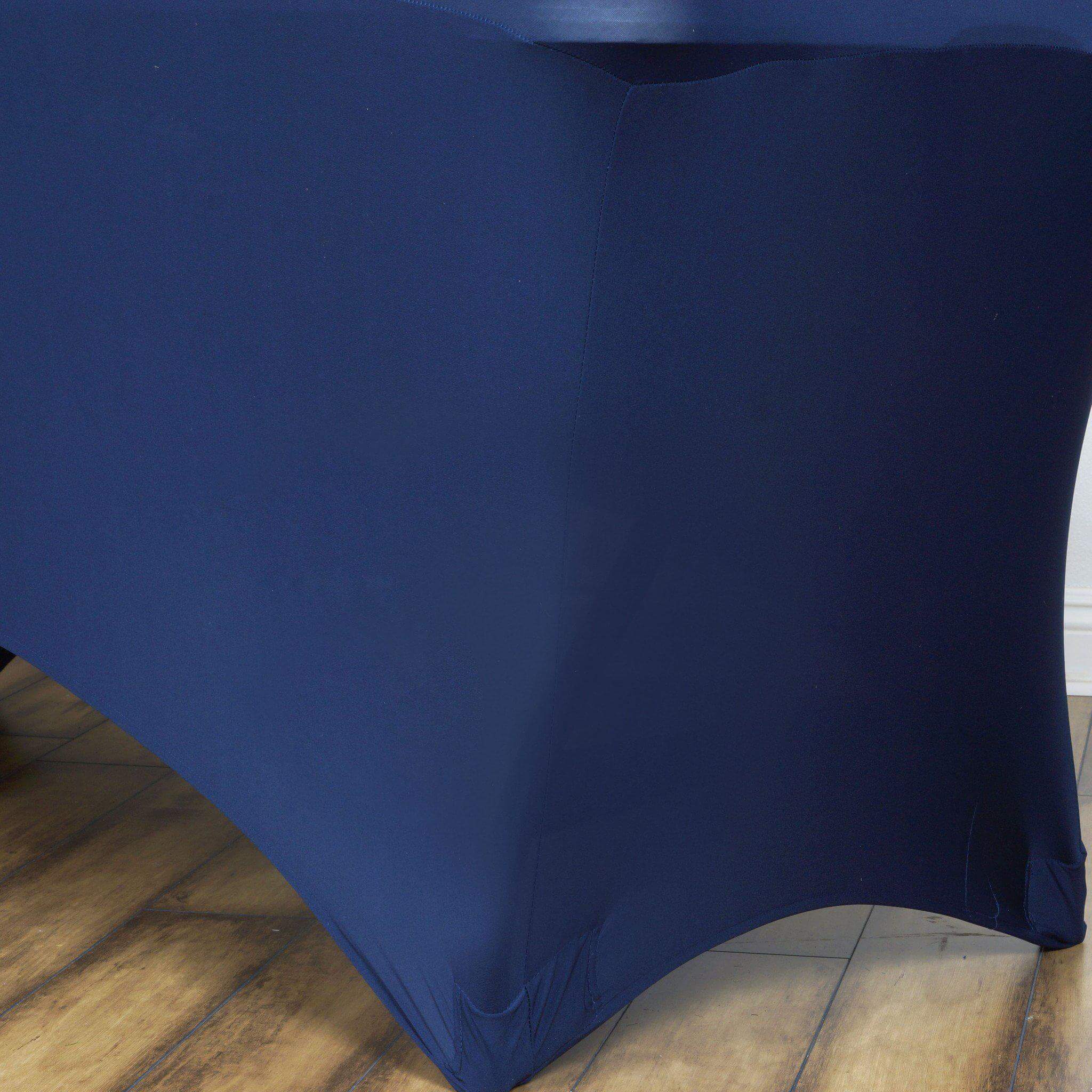 Durable Navy Blue 6ft Stretch Spandex Rectangle Tablecloth for a Perfect Fit