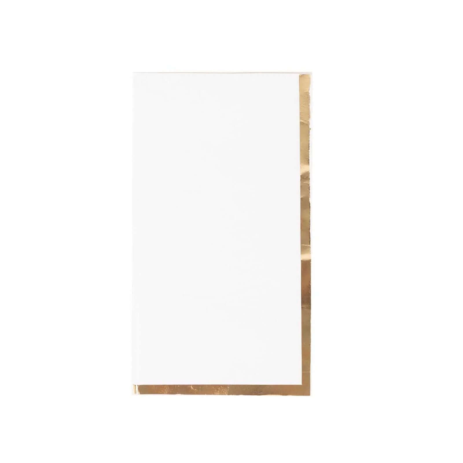 50-Pack Premium 2-Ply White Paper Dinner Napkins with Gold Foil Edge - Ideal Disposable Napkins for Parties
