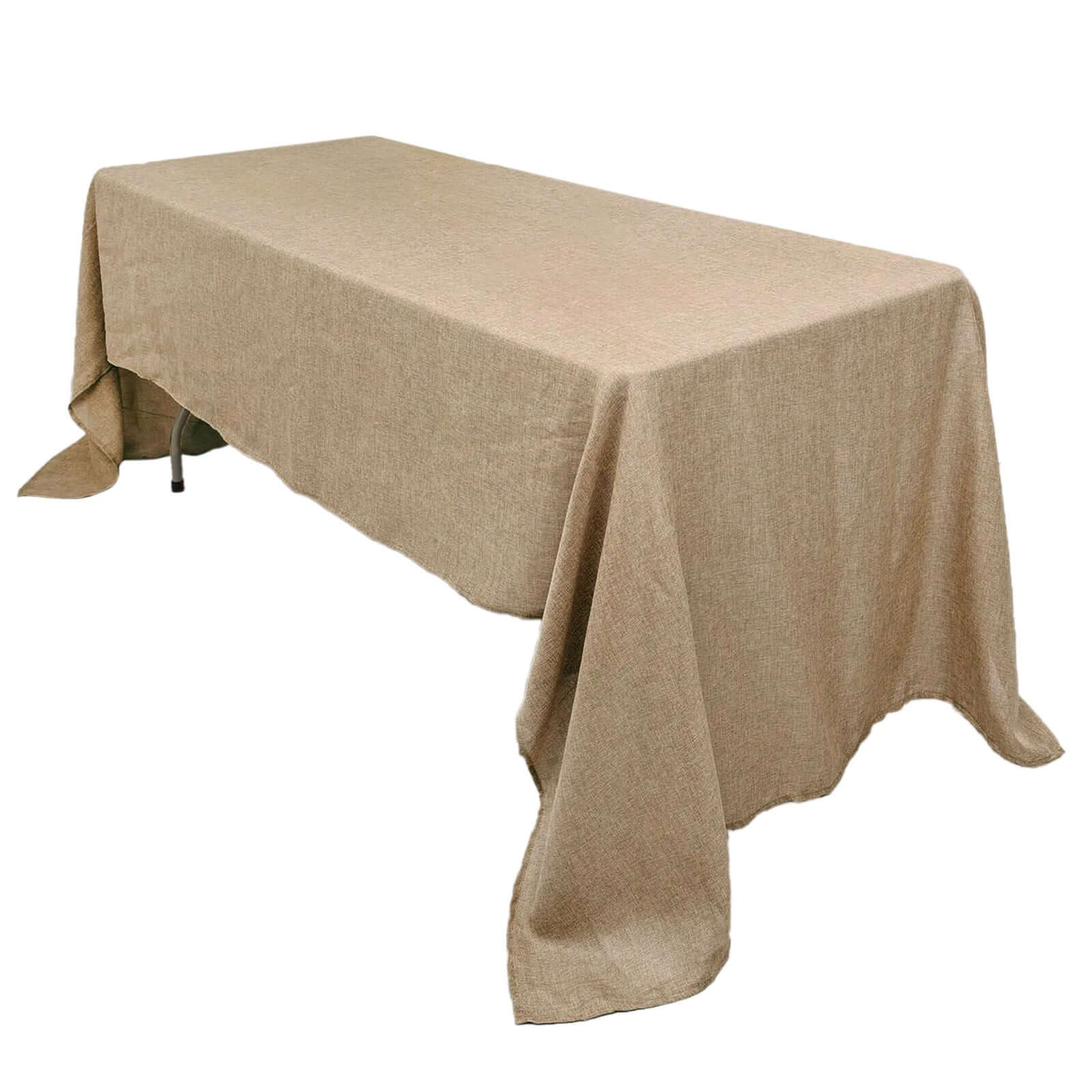 Natural Faux Burlap Rectangle Tablecloth for Rustic Events - 60x102