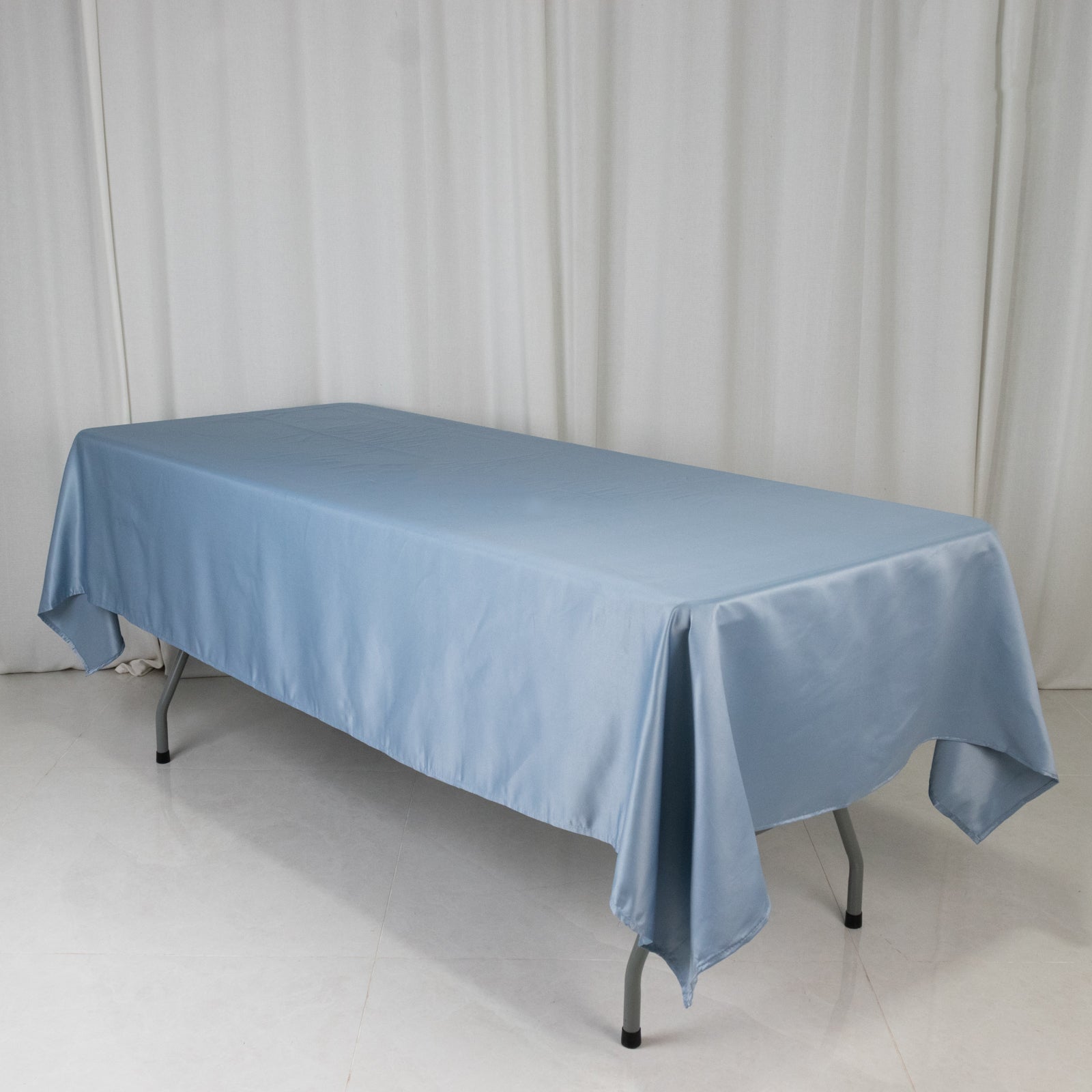 Hot Deal! Durable & Silky Lamour Satin Rectangle Tablecloth in Dusty Blue (60x102)