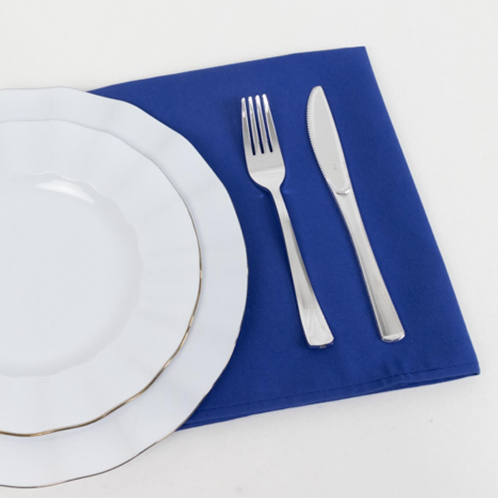 Great Deal! 5-Piece Set of 20x20 Royal Blue Cotton Blend Dinner Napkins - Wrinkle-Free and Washable