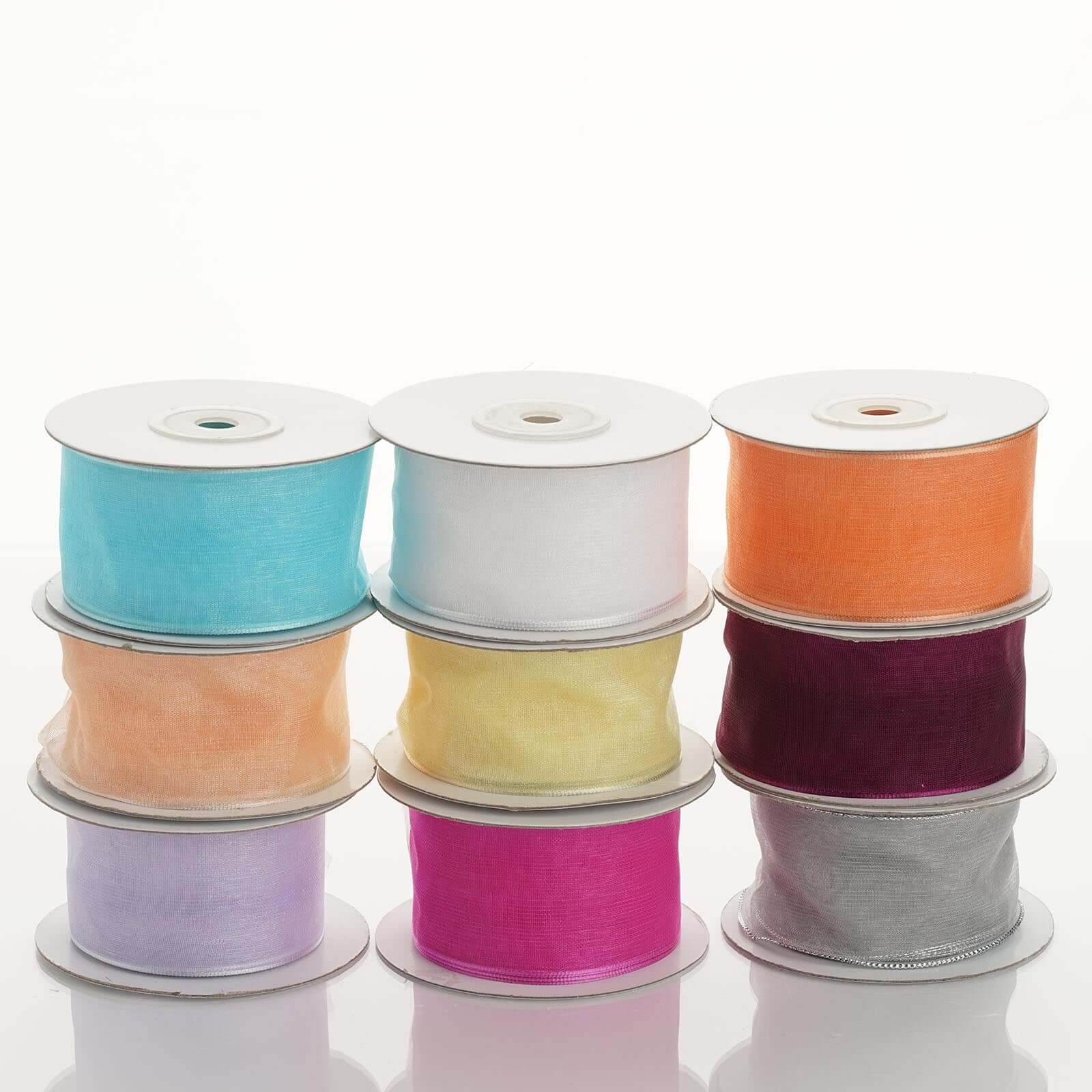 1.5-Inch Wide White Sheer Organza Wired Edge Ribbon, 10 Yards per Spool