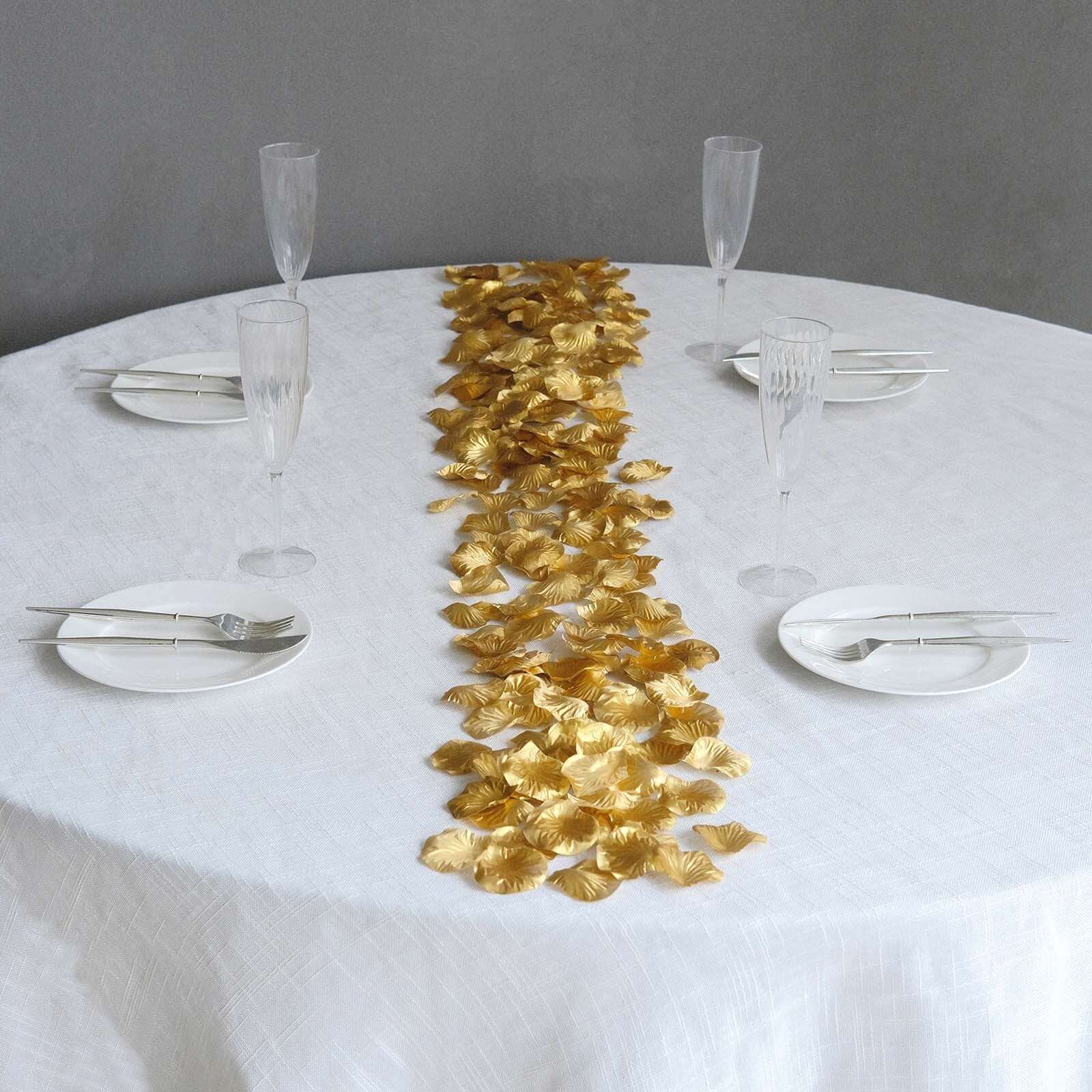 500-Piece Metallic Gold Silk Rose Petal Confetti for Table and Floor Decor