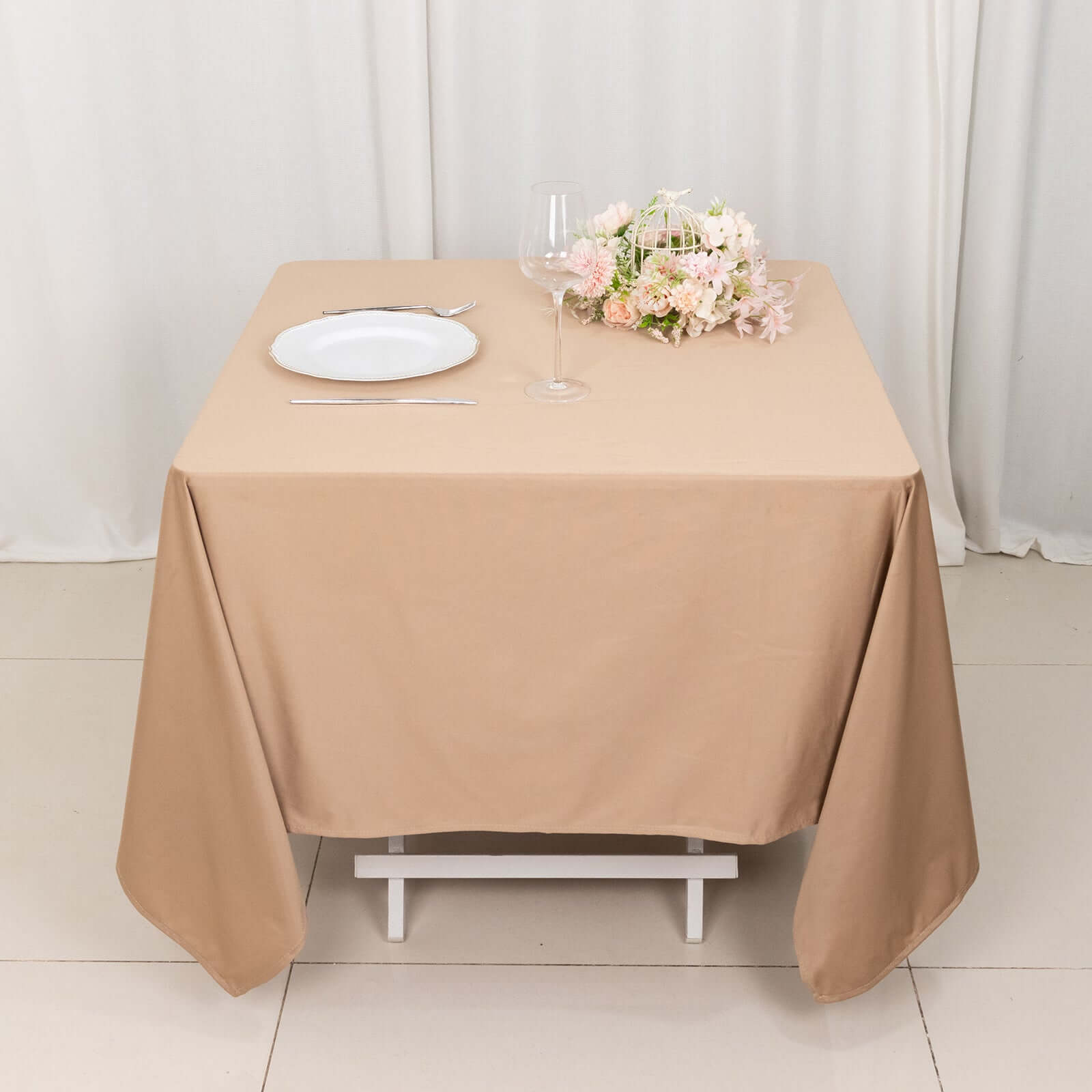 Nude Premium 70x70 Wrinkle-Free & Stain-Resistant Scuba Square Tablecloth