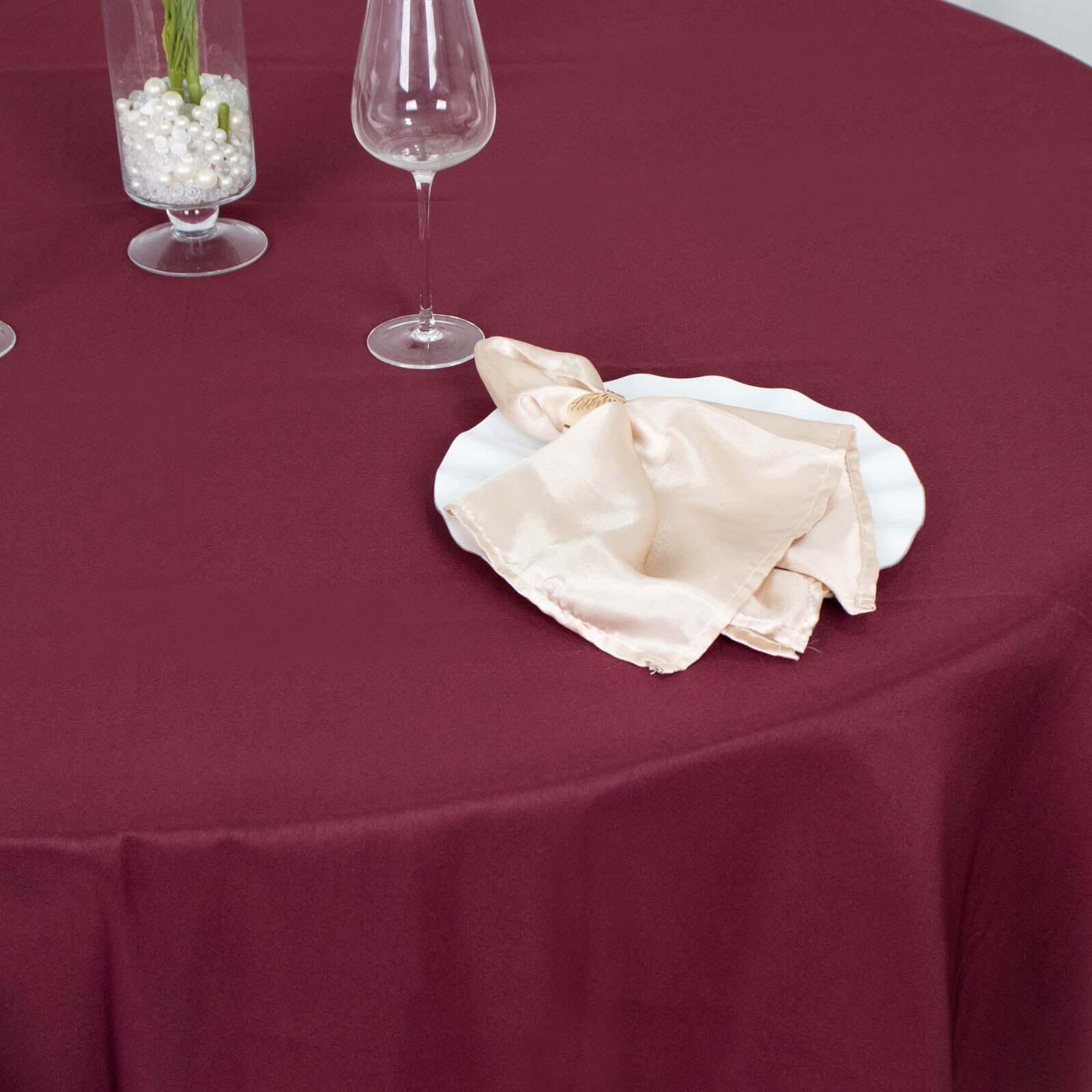 Exclusive Offer! 90-Inch Round Burgundy Premium Polyester Tablecloth, Stain & Wrinkle Resistant, 220GSM