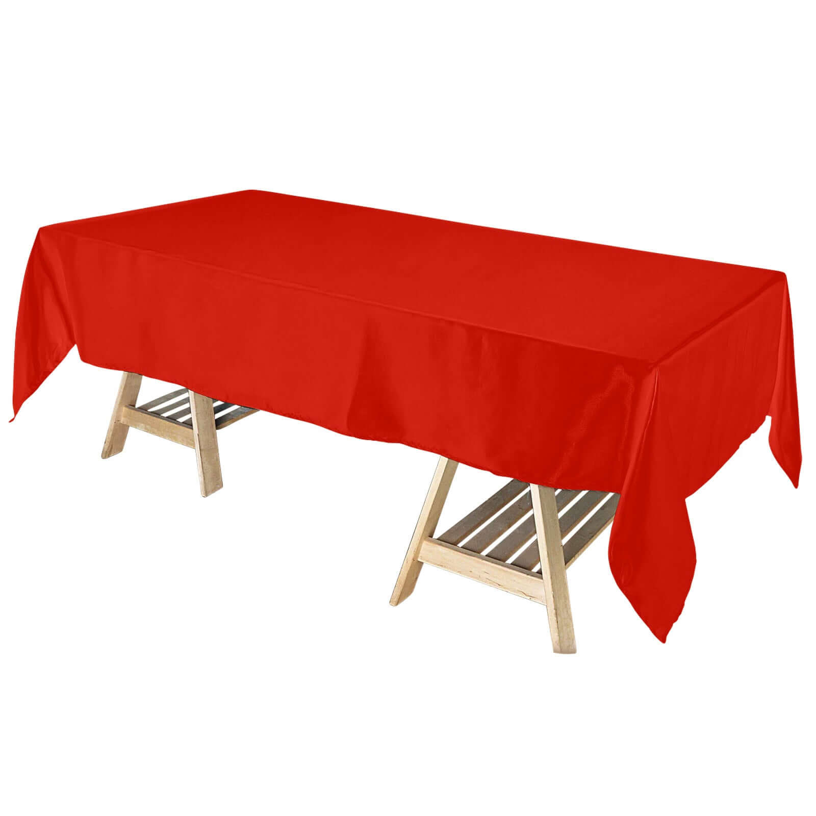 Red Satin 60x102 Rectangular Tablecloth - Smooth, Lustrous & Wrinkle-Resistant