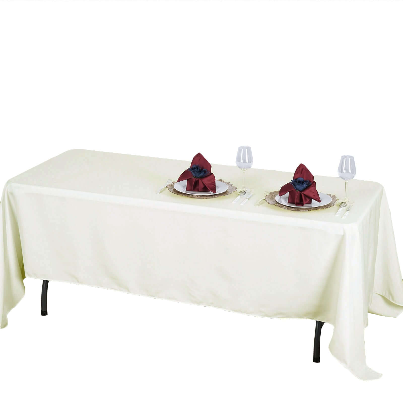 Ivory 72x120 Rectangle Premium 220GSM Stain-Resistant Polyester Tablecloth