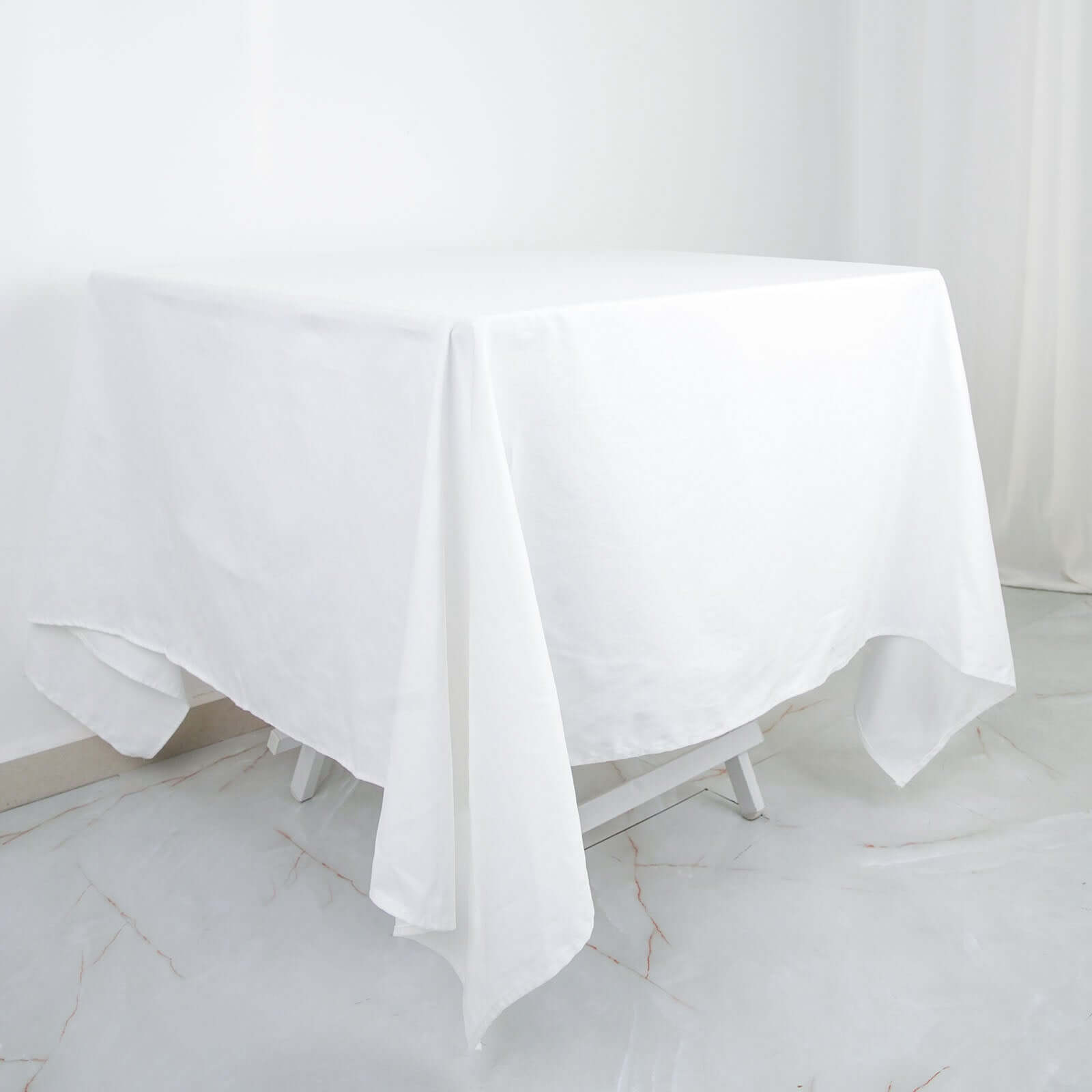Get This Sophisticated 100% Cotton White 70x70 Square Tablecloth - Soft & Breathable