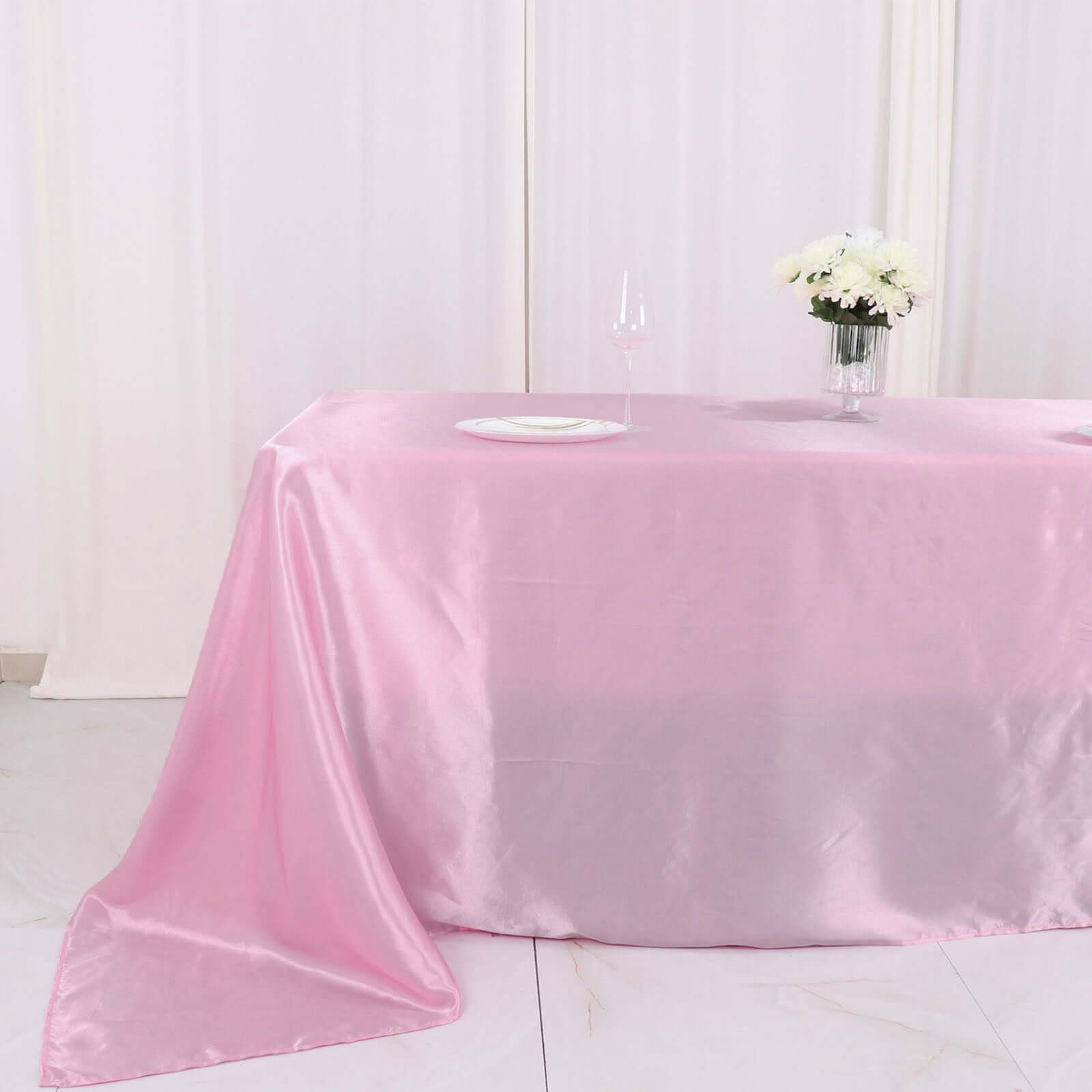 Exclusive Pink Satin 90x132 Seamless Rectangular Tablecloth