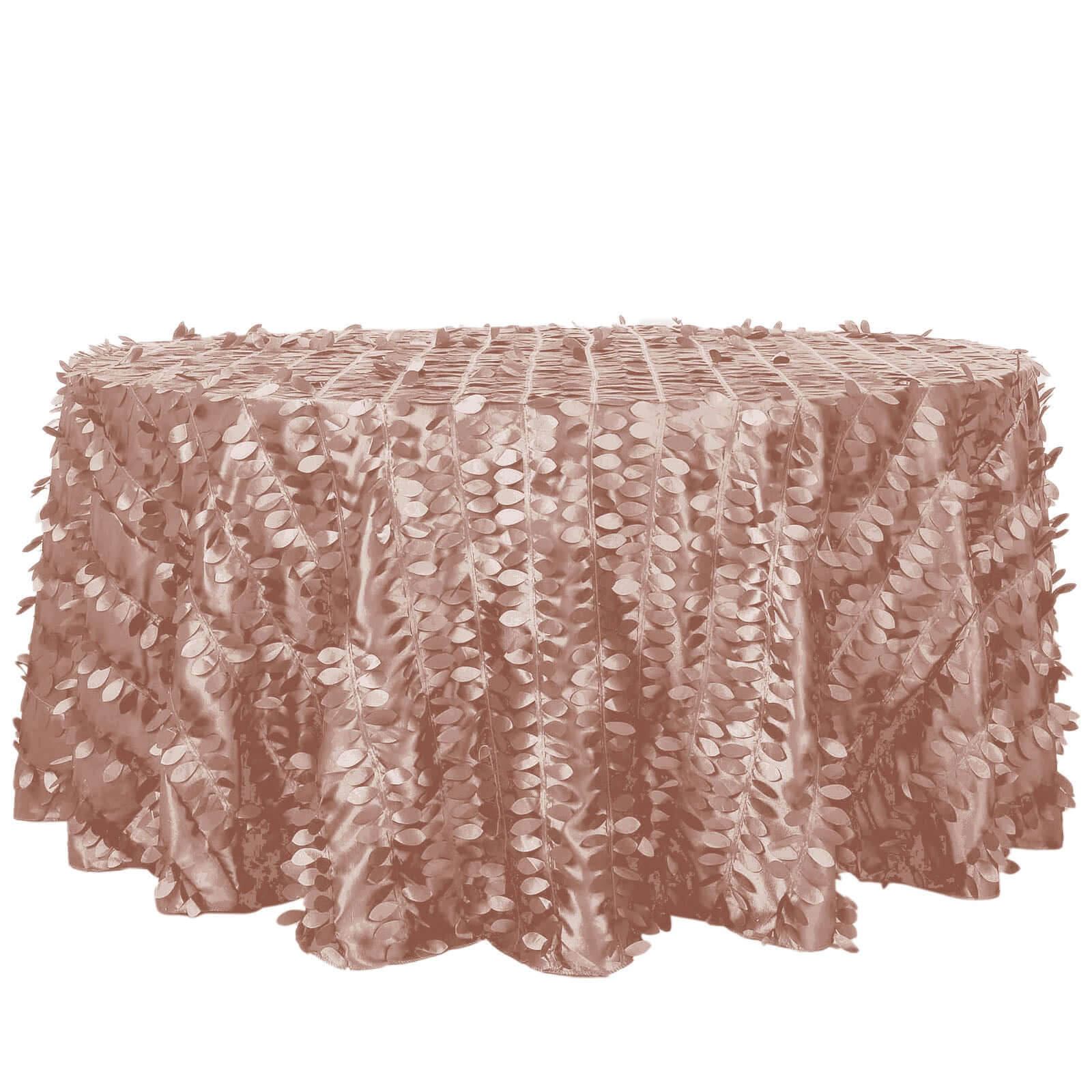 Dusty Rose Taffeta 120-Inch Round Tablecloth with 3D Leaf Petal Design