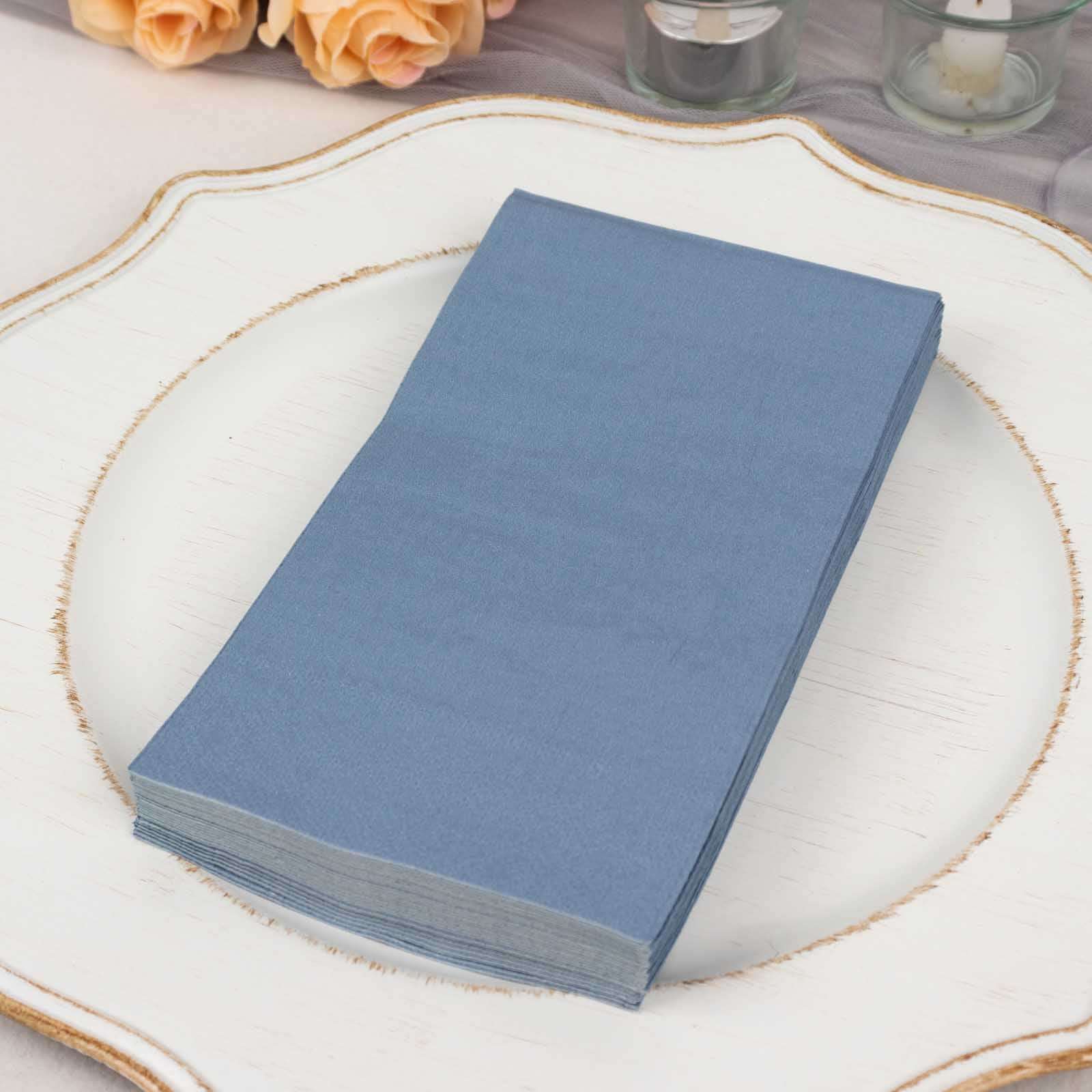 50-Pack Soft Dusty Blue Disposable 2-Ply Paper Napkins - Ideal for Weddings