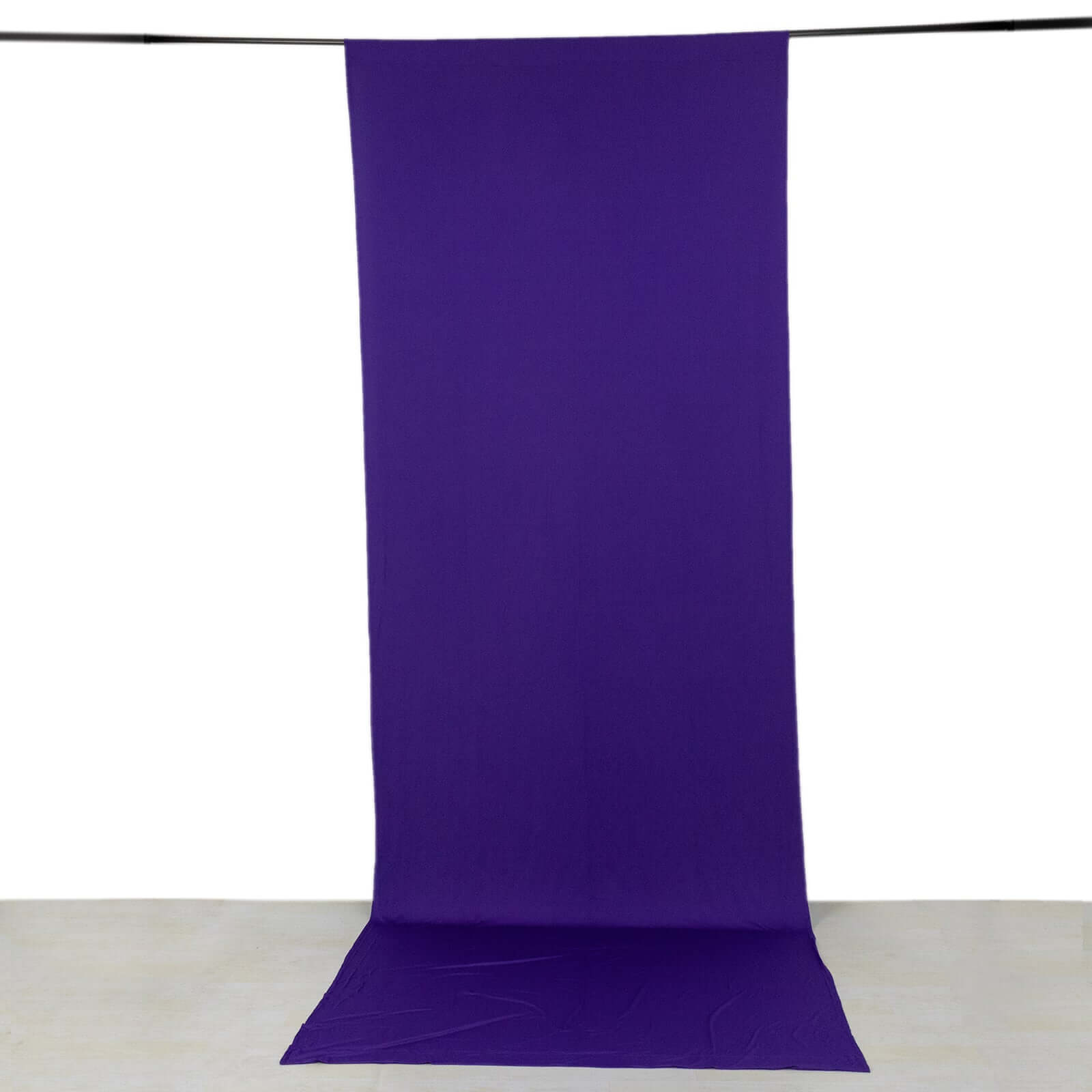 Exclusive Purple 4-Way Stretch Spandex Wrinkle-Free Event Curtain, 5ftx14ft with Rod Pockets