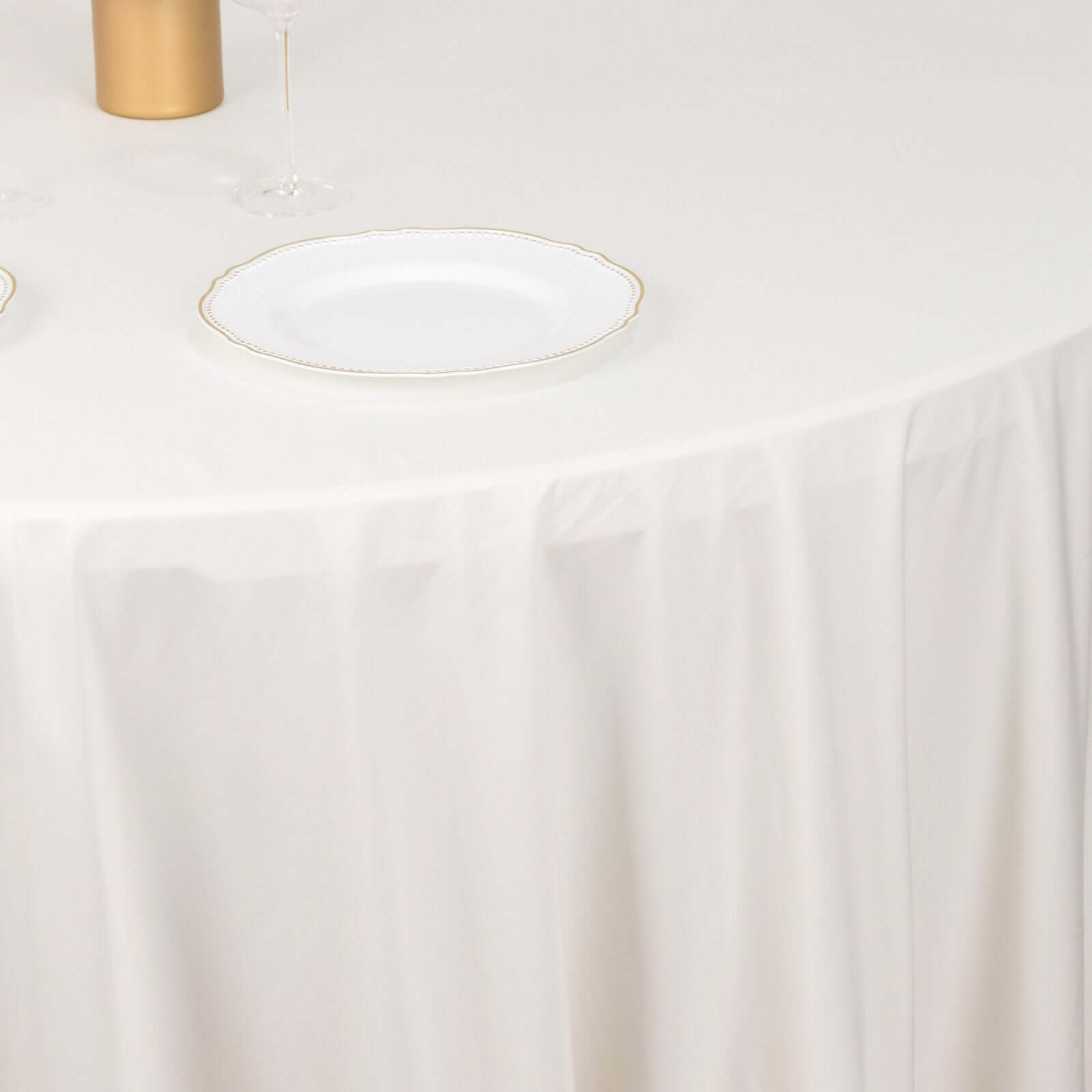 Ivory 120-Inch Premium Scuba Round Tablecloth - Stain & Wrinkle Resistant