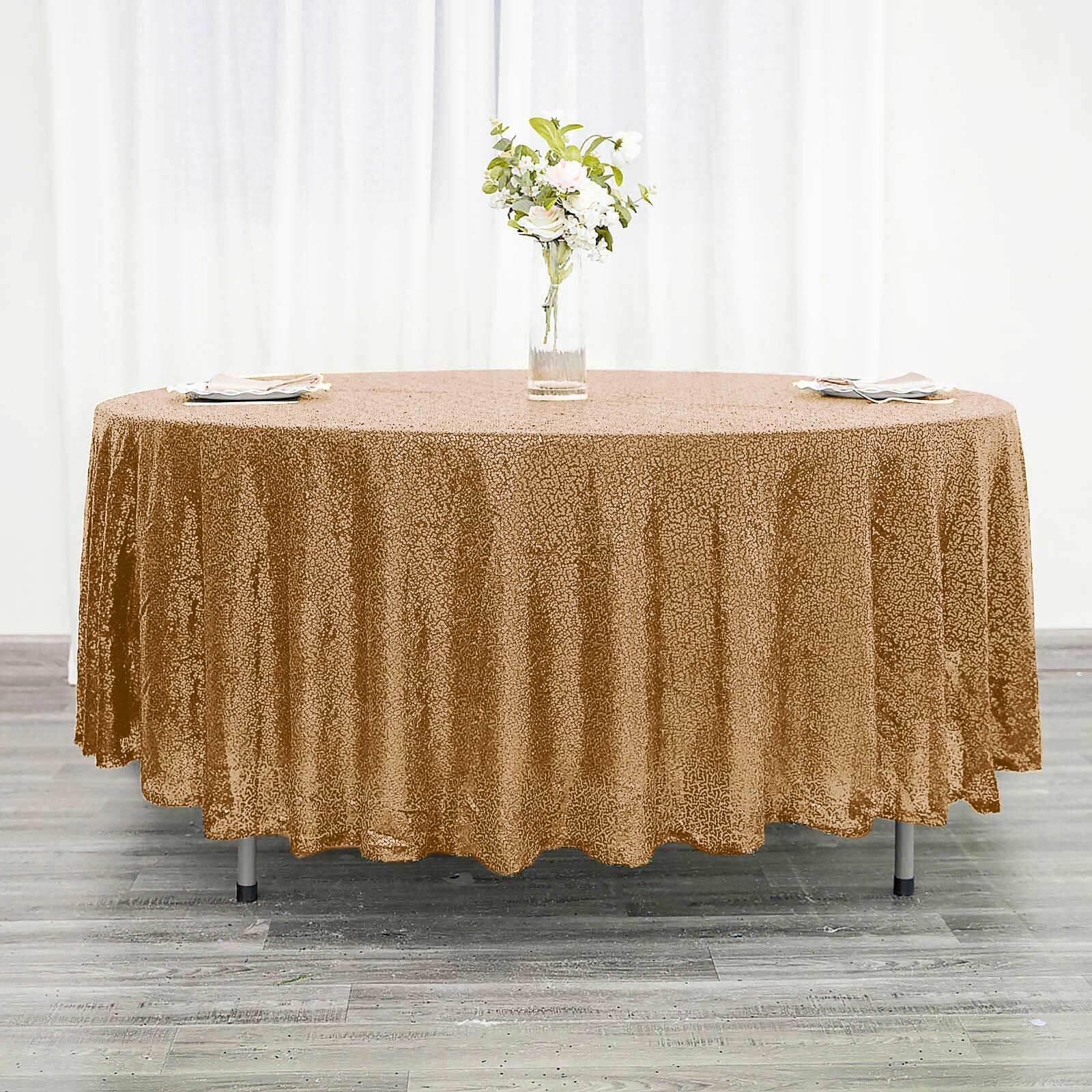Gold Sequin 108 Round Tablecloth - Ideal for Glam Events